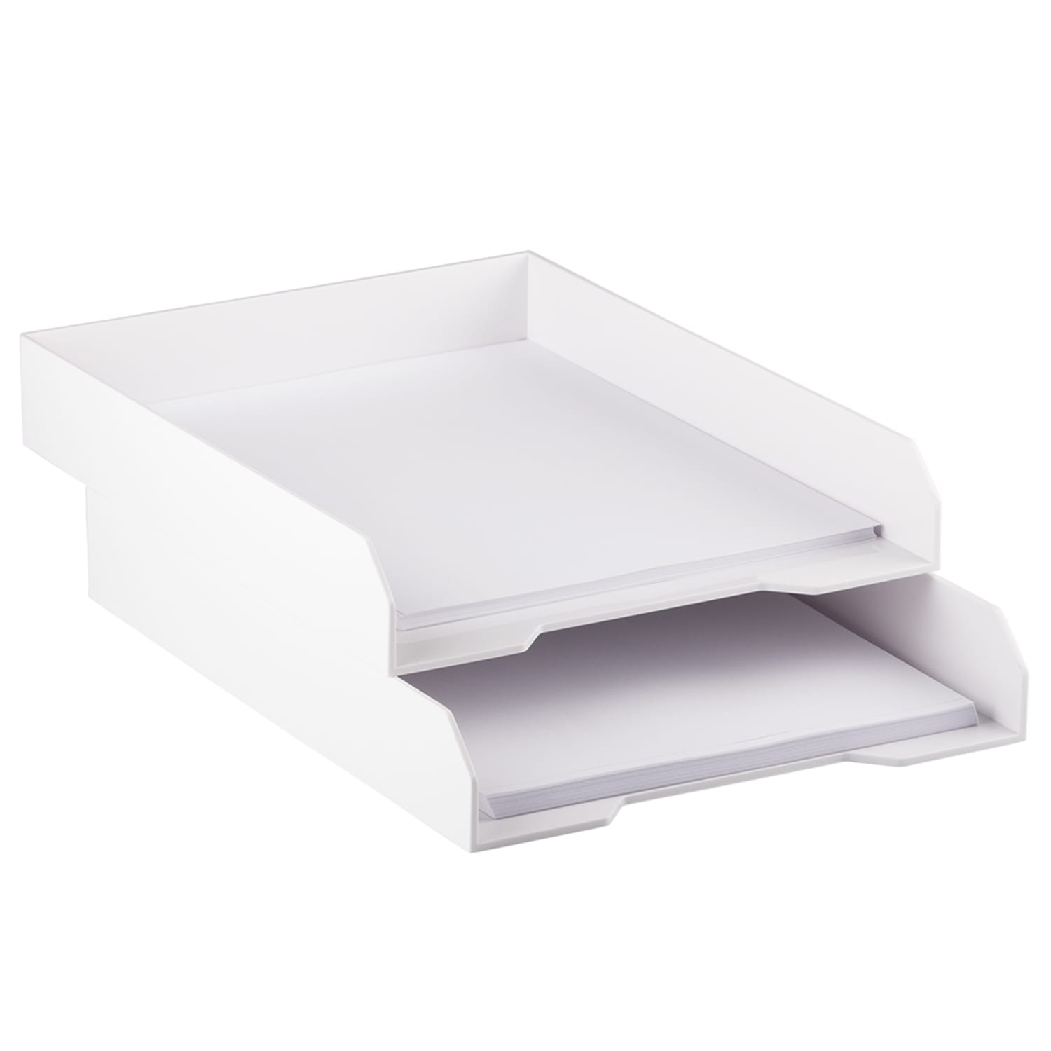 JAM Paper Stackable Paper Trays, 2inH x 9-3/4inW x 12-1/2inD, White, Pack Of 2 Trays - Image 4