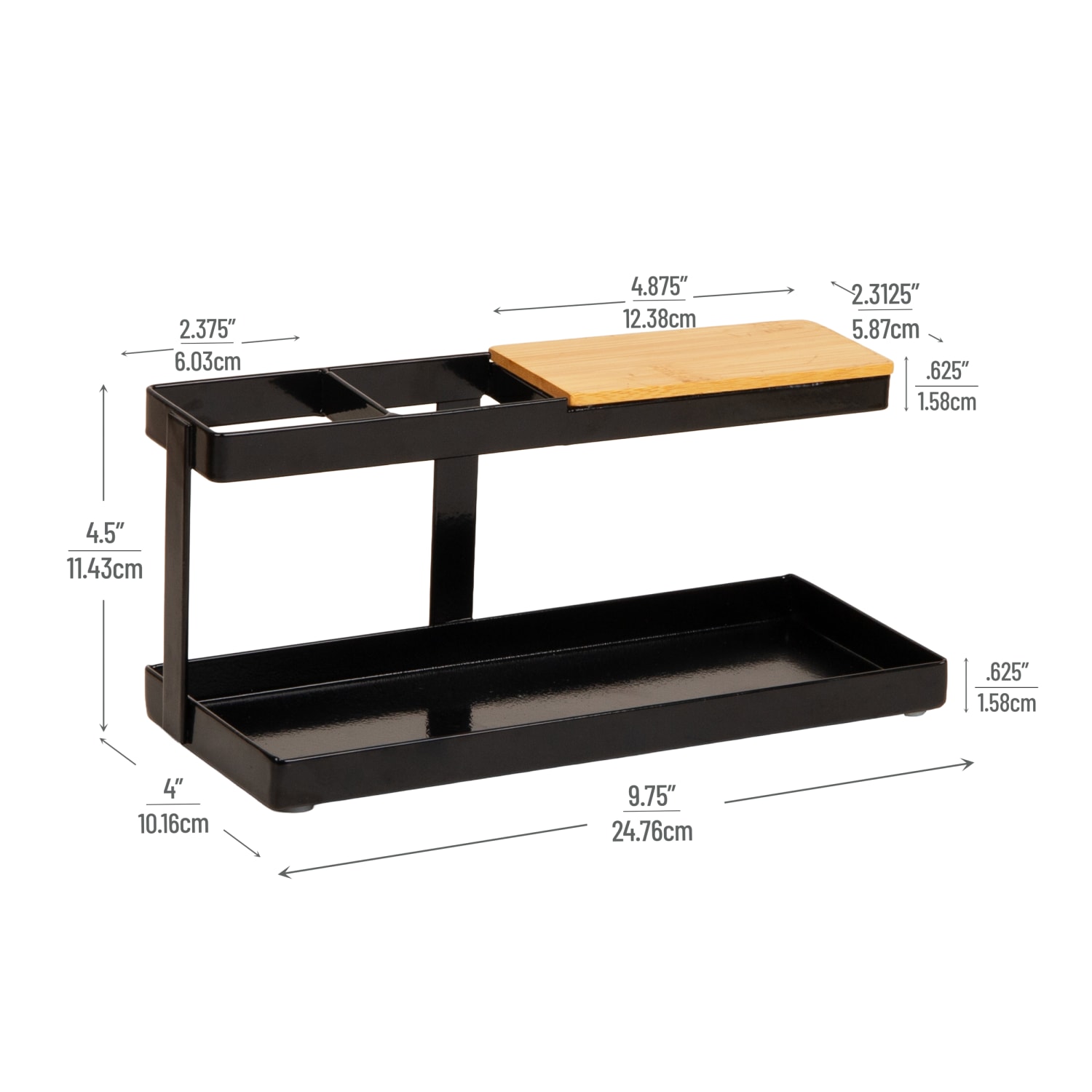 Mind Reader Desktop Dock Tray Organizer, 4-1/2inH x 4inW x 9-3/4inD, Black, Total Qty 1 - Image 4