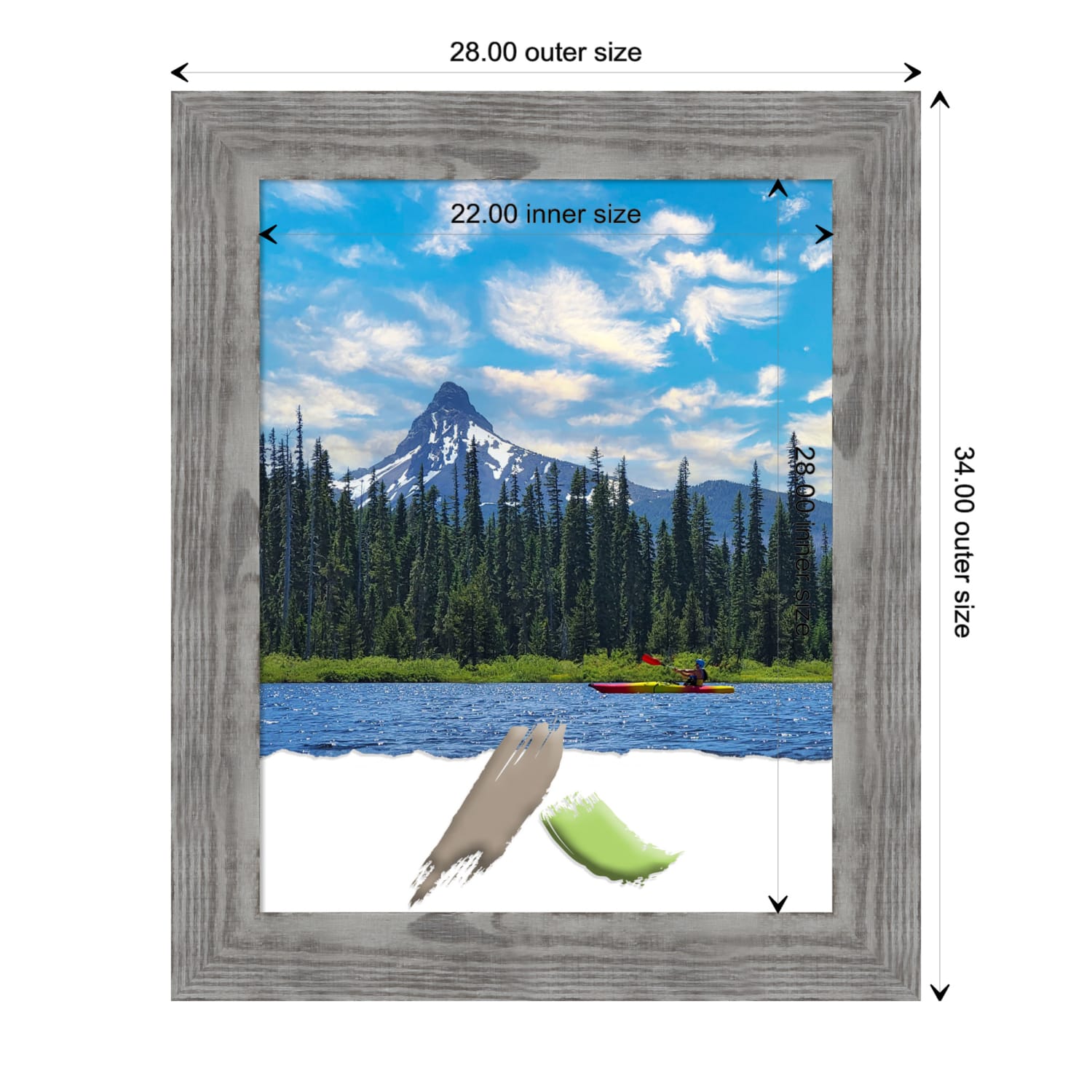 Amanti Art Bridge Wood Picture Frame, 28in x 34in, Opening Size 22in x 28in, Gray - Image 5
