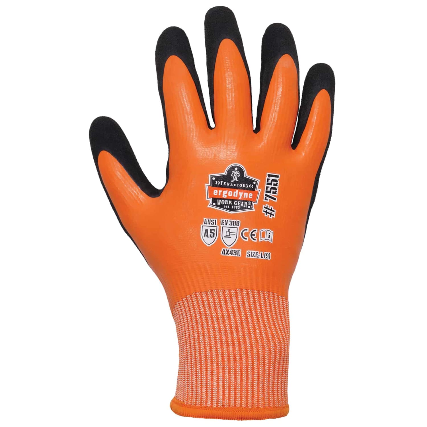 Ergodyne ProFlex 7551 Coated Waterproof Winter Work Gloves, A5 Cut Resistant, 2X, Orange - Image 3