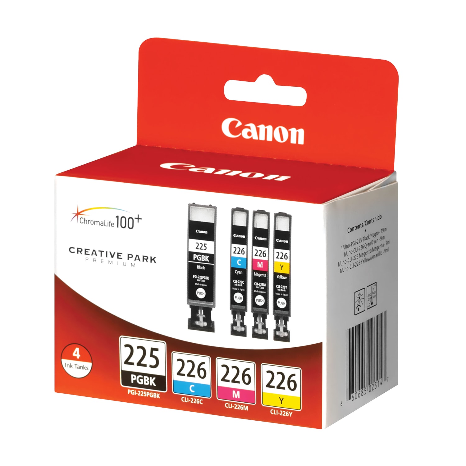 Canon PGI-225/CLI-226 ChromaLife 100+ Black And Cyan, Magenta, Yellow Ink Tanks, Pack Of 4, 4530B008 - Image 3
