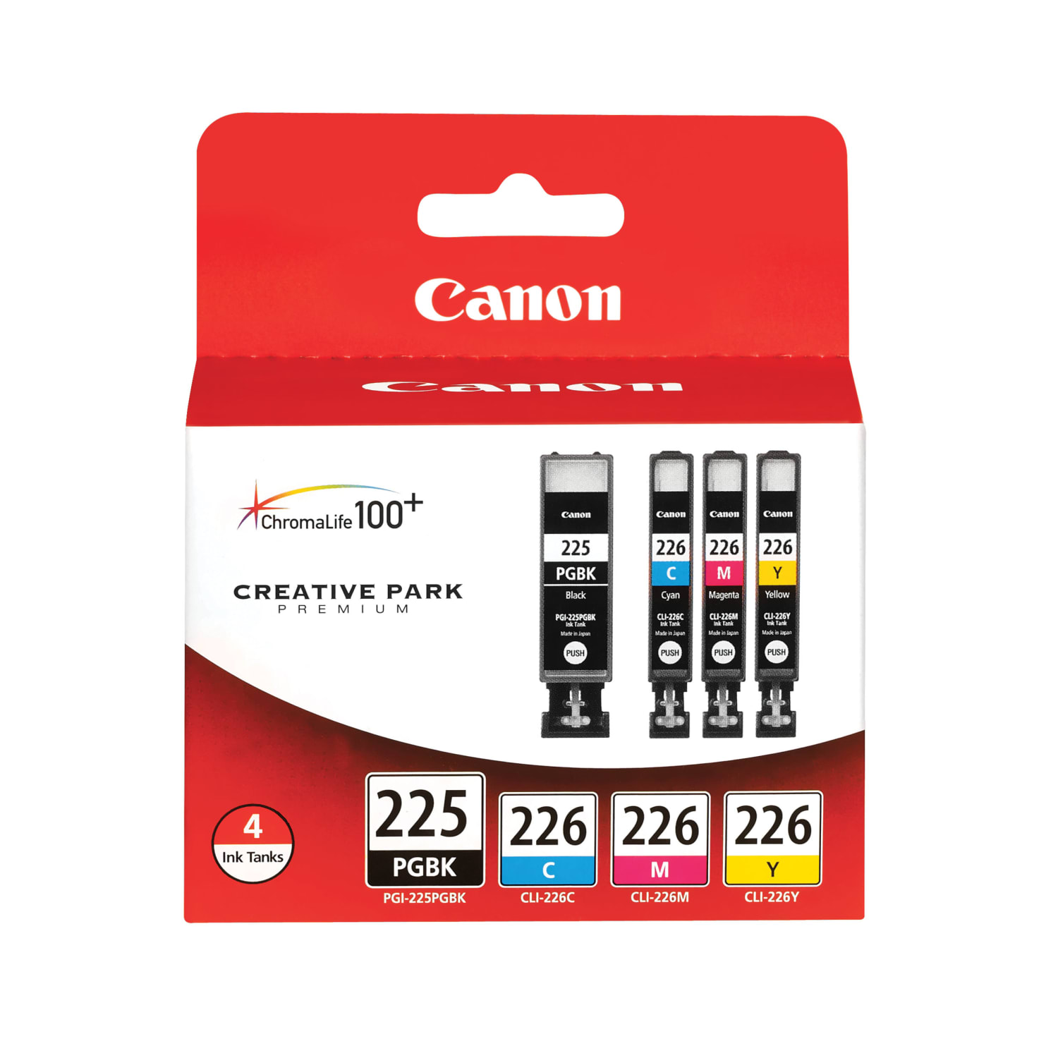 Canon PGI-225/CLI-226 ChromaLife 100+ Black And Cyan, Magenta, Yellow Ink Tanks, Pack Of 4, 4530B008 - Image 4