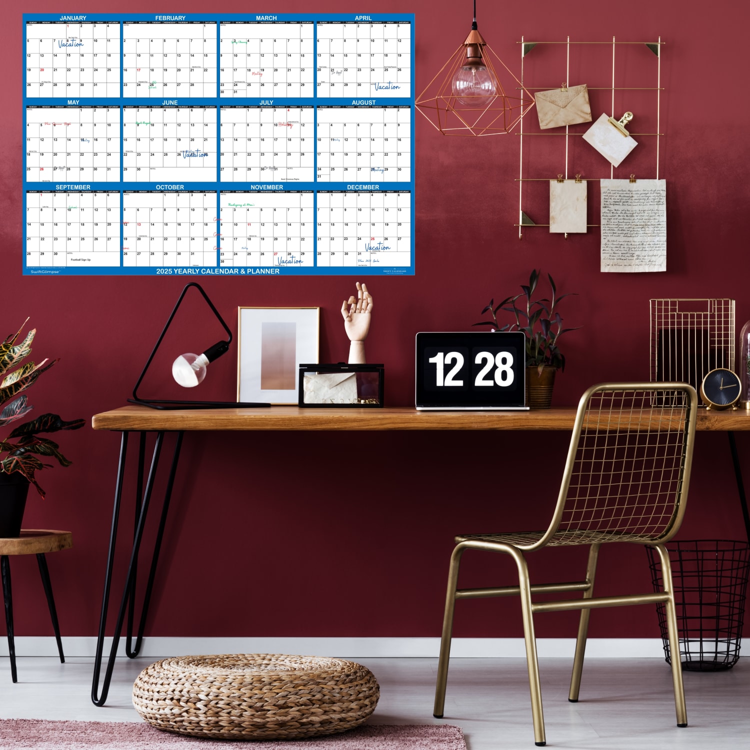 2025 SwiftGlimpse Daily/Yearly Wall Calendar, 48in x 72in, Navy, January 2025 To December 2025, SG 2025 NAVY - Image 4