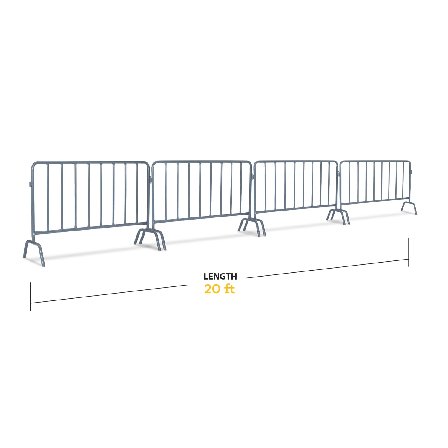Alpine AdirPro Outdoor Weatherproof Steel Interlocking Barriers With Curved Feet, 40inH x 59inW x 19-1/16inD, Yellow, Set Of 8 Barriers - Image 5