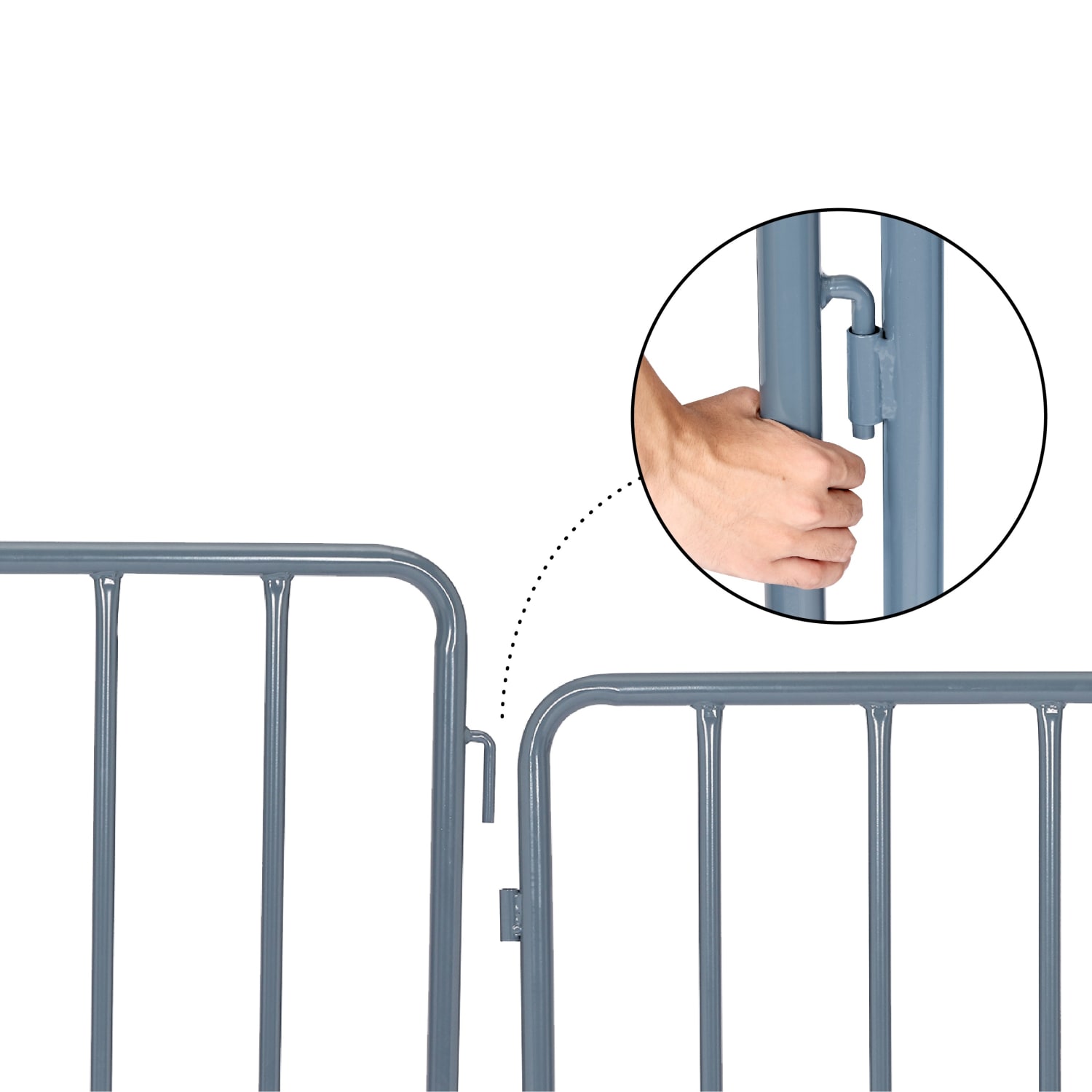 Alpine AdirPro Outdoor Weatherproof Steel Interlocking Barriers With Curved Feet, 40inH x 59inW x 19-1/16inD, Yellow, Set Of 8 Barriers - Image 6