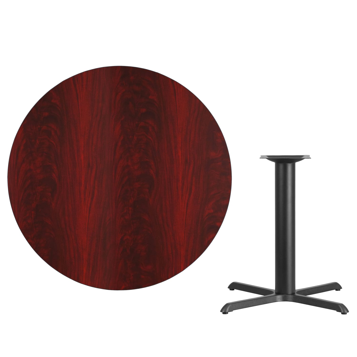 Flash Furniture Round Hospitality Table With X-Style Base, 31-3/16inH x 42inW x 42inD, Mahogany - Image 5