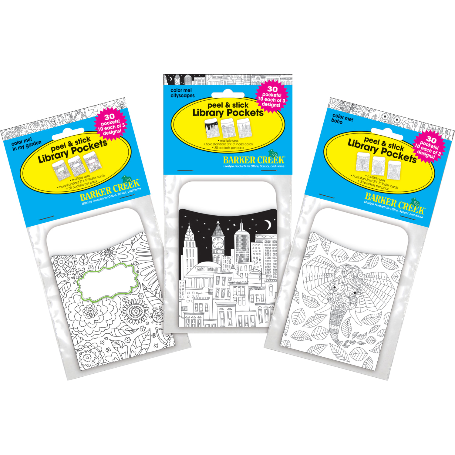 Barker Creek Peel & Stick Library Pockets, 3-1/2in x 5-1/8in, Color Me!, Set Of 90 Pockets - Image 6