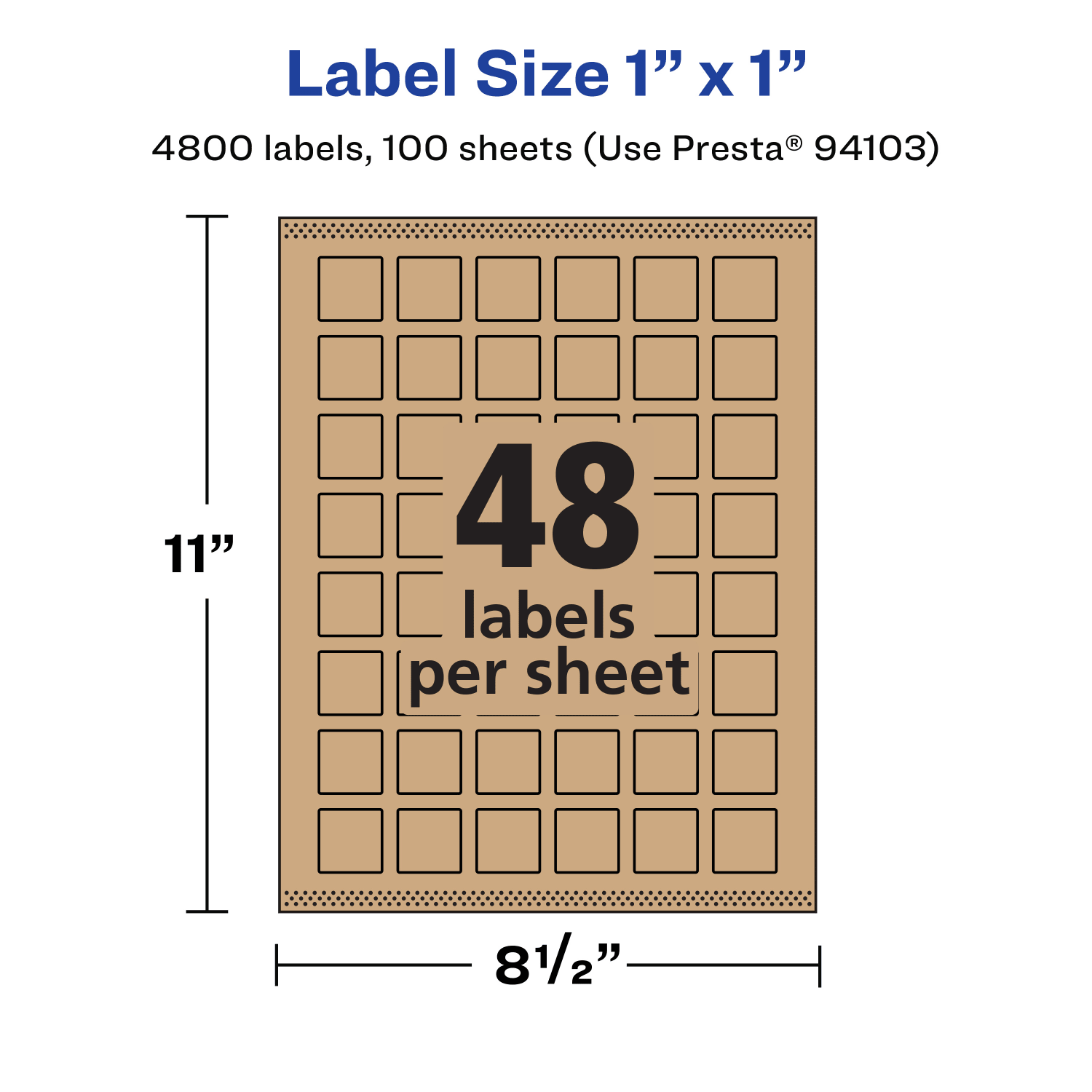 Avery Kraft Permanent Labels With Sure Feed, 94103-KMP100, Square, 1in x 1in, Brown, Pack Of 4,800 - Image 6
