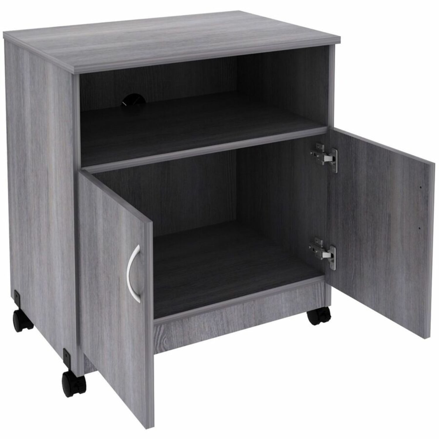 Lorell Deluxe Mobile Machine Stand, 30-1/2inH x 28inW x 19-3/4inD, Weathered Charcoal - Image 6
