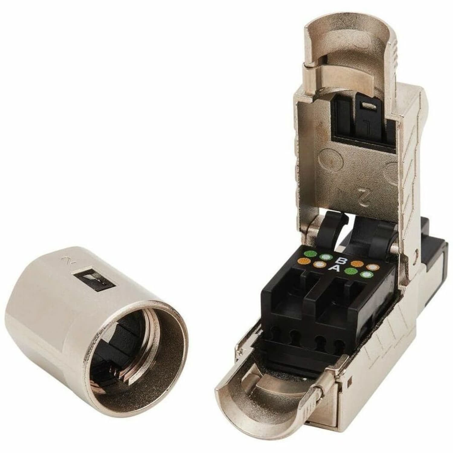 Tripp Lite Cat6a RJ45 Plug MPTL Shielded 100W High-Power PoE & PoE++ Zinc Die-Cast Black TAA - 1x RJ-45 Male, 1x 110-punchdown - Black - TAA Compliant - Image 6