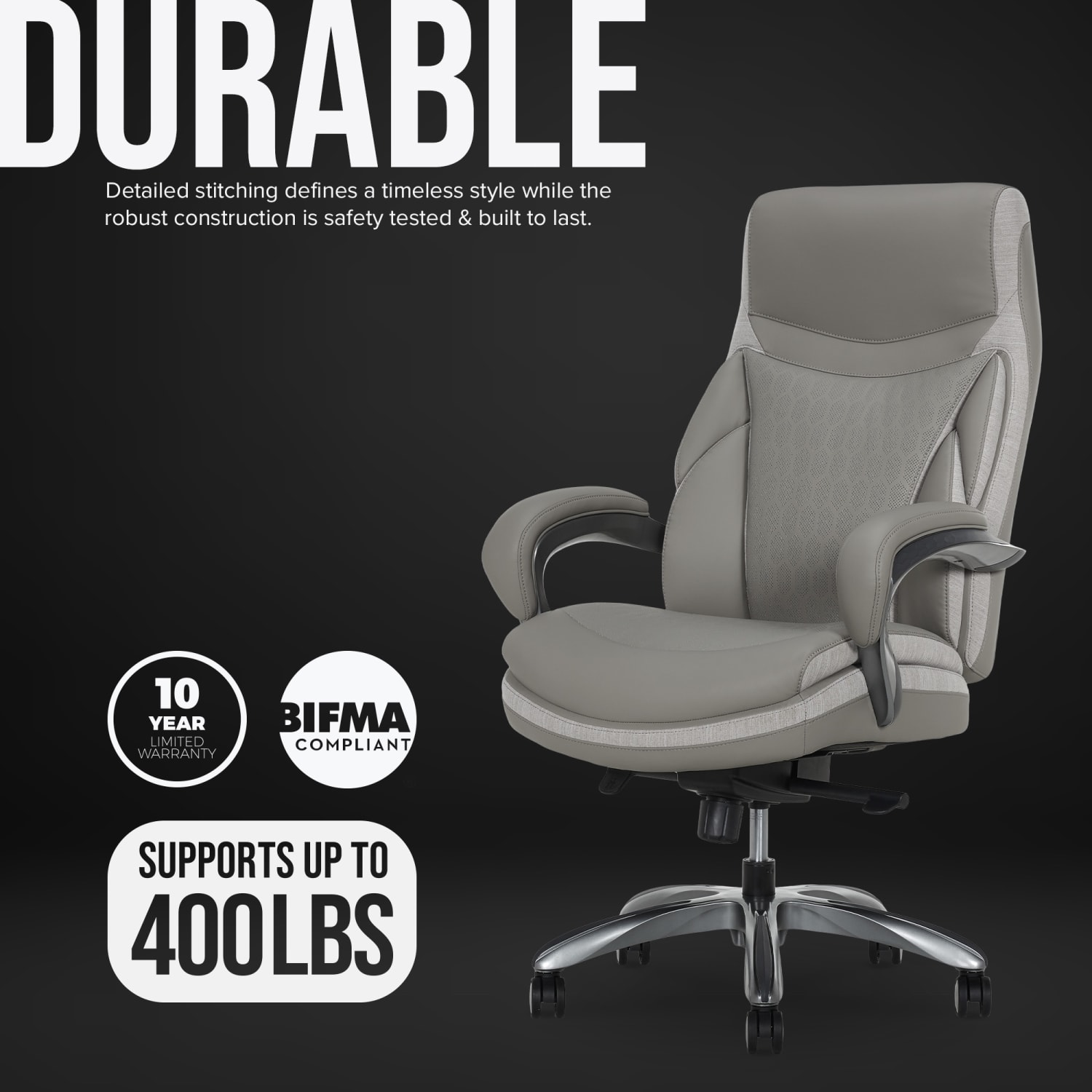 Shaquille ONeal Maximos Big Tall Ergonomic Vegan Leather HighBack Executive Office Chair GraySilver BIFMA Compliant PopularChairscom Shaquille O Neal Maximos Big Tall Ergonomic Vegan Leather High Back Executive Office Chair GraySilver BIFMA Compliant PopularChairscom