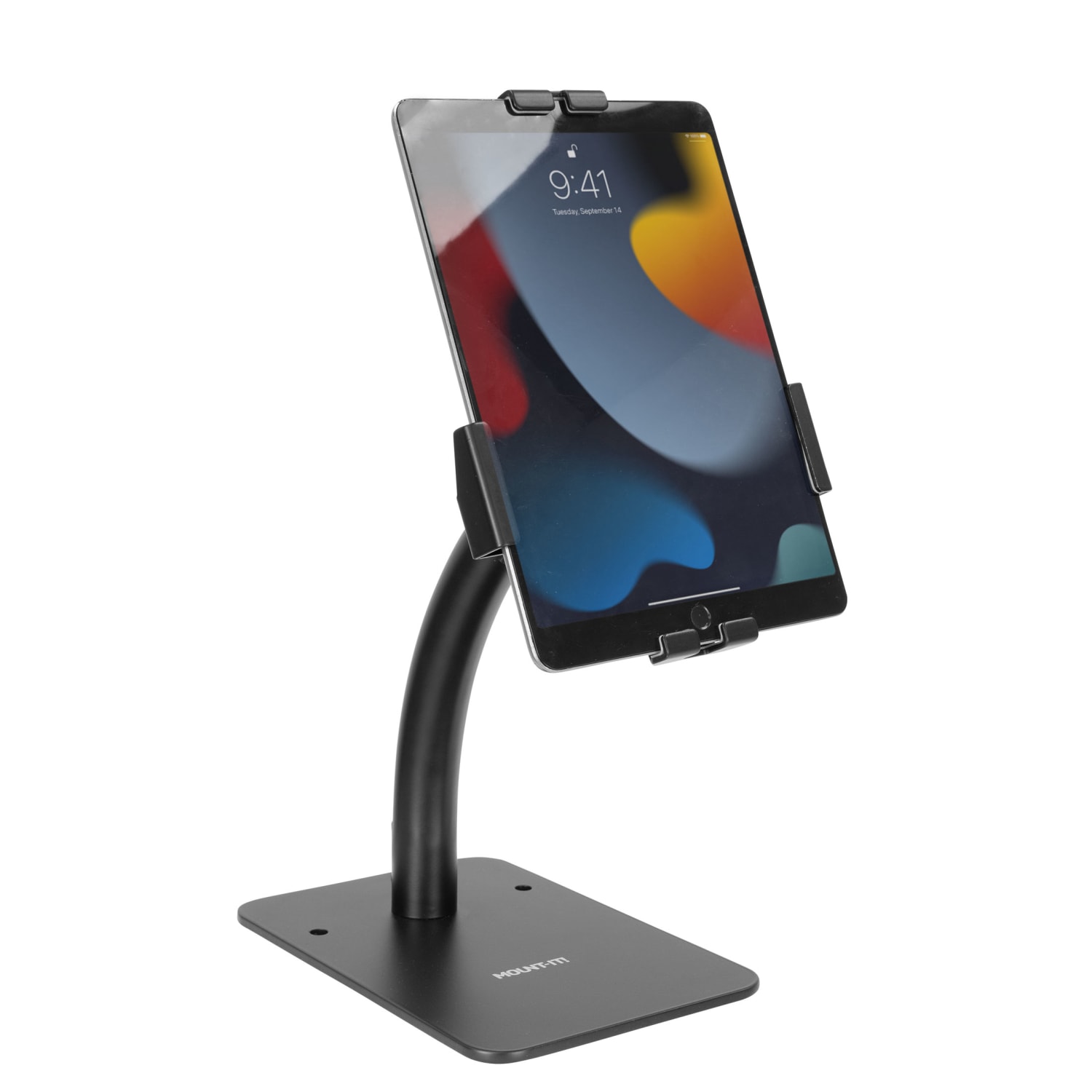 Mount-It! Anti-Theft Tablet Countertop Kiosk Stand, 3-5/16inH x 6-15/16inW x 13-1/2inD, Black