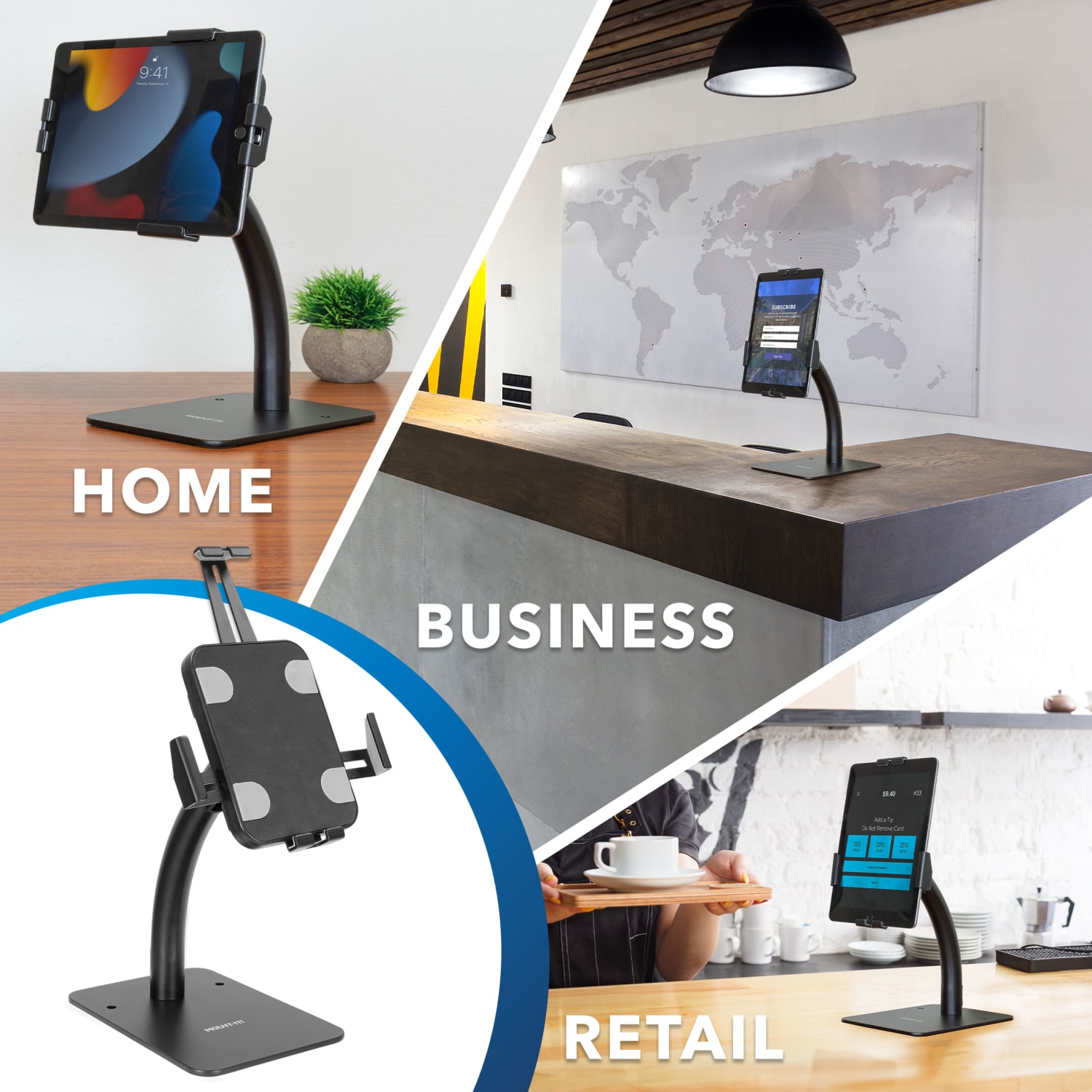 Mount-It! Anti-Theft Tablet Countertop Kiosk Stand, 3-5/16inH x 6-15/16inW x 13-1/2inD, Black - Image 3
