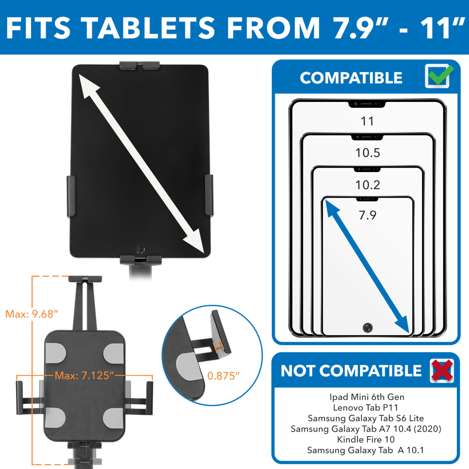 Mount-It! Anti-Theft Tablet Countertop Kiosk Stand, 3-5/16inH x 6-15/16inW x 13-1/2inD, Black - Image 4