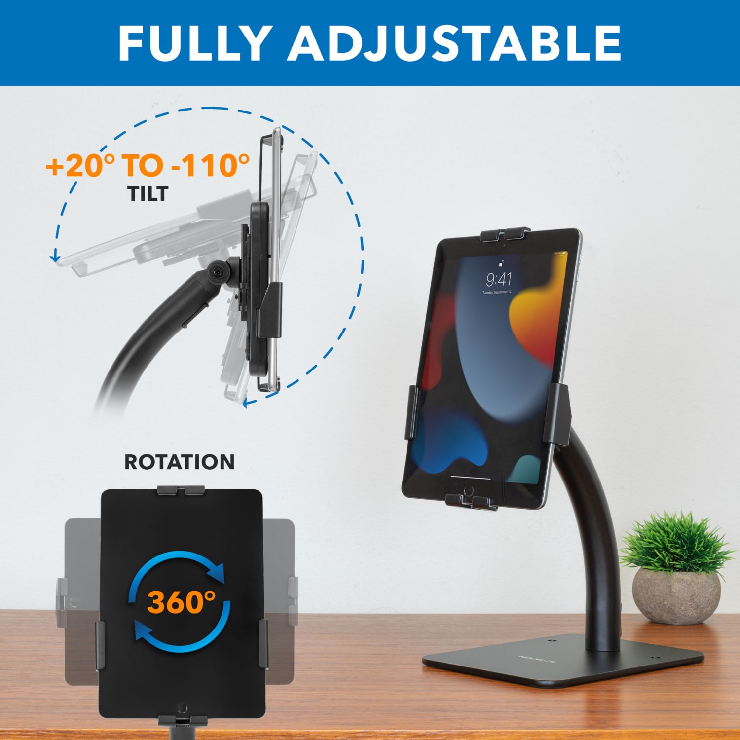 Mount-It! Anti-Theft Tablet Countertop Kiosk Stand, 3-5/16inH x 6-15/16inW x 13-1/2inD, Black - Image 5