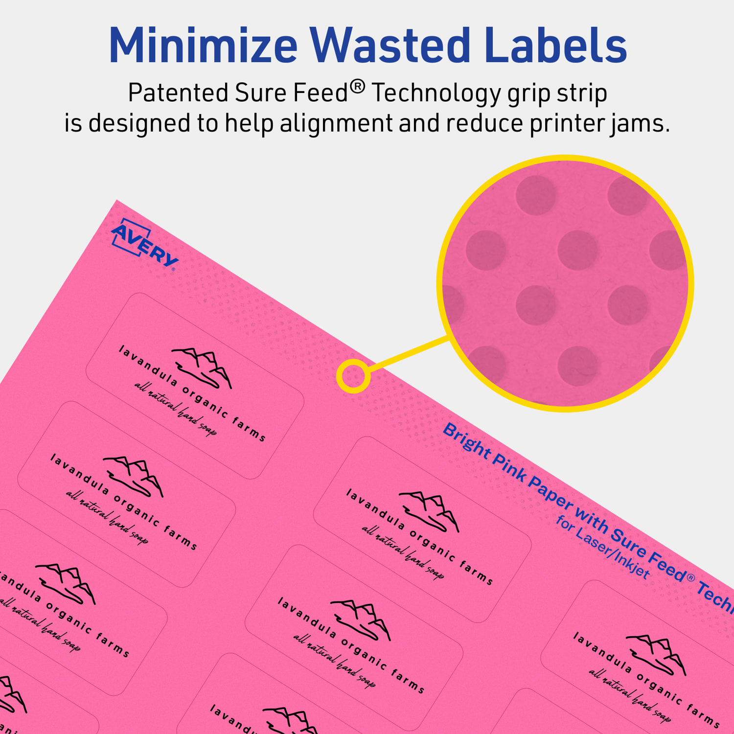 Avery Print-To-The-Edge Labels With Sure Feed Technology And Easy Peel, 94220-BPP20, Rectangle, 1in x 2in, Matte Bright Pink, Pack of 480 - Image 5