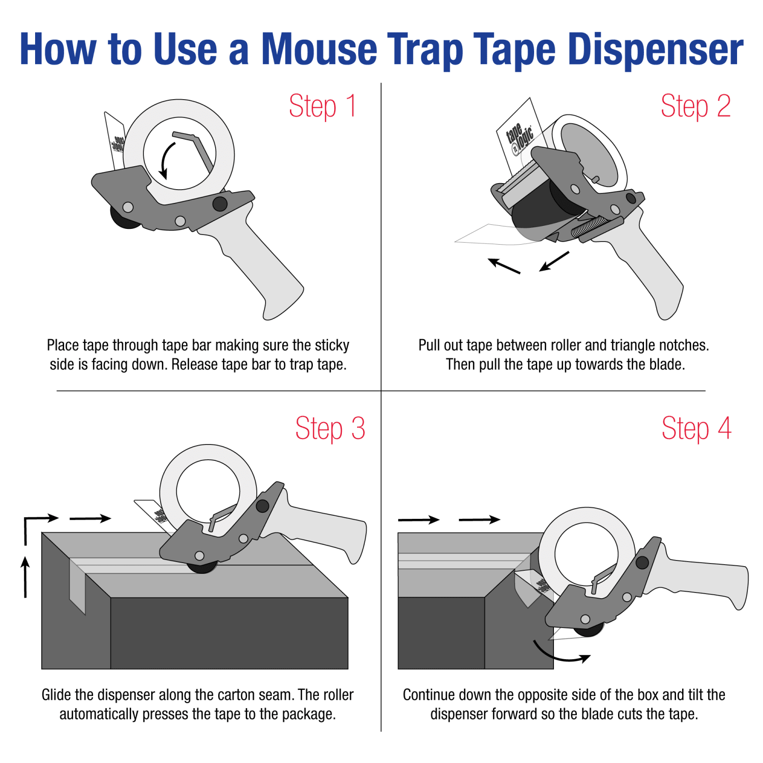Tape Logic Mouse Trap Carton Sealing Tape Dispenser, For 2in Tape, Black/Red - Image 3