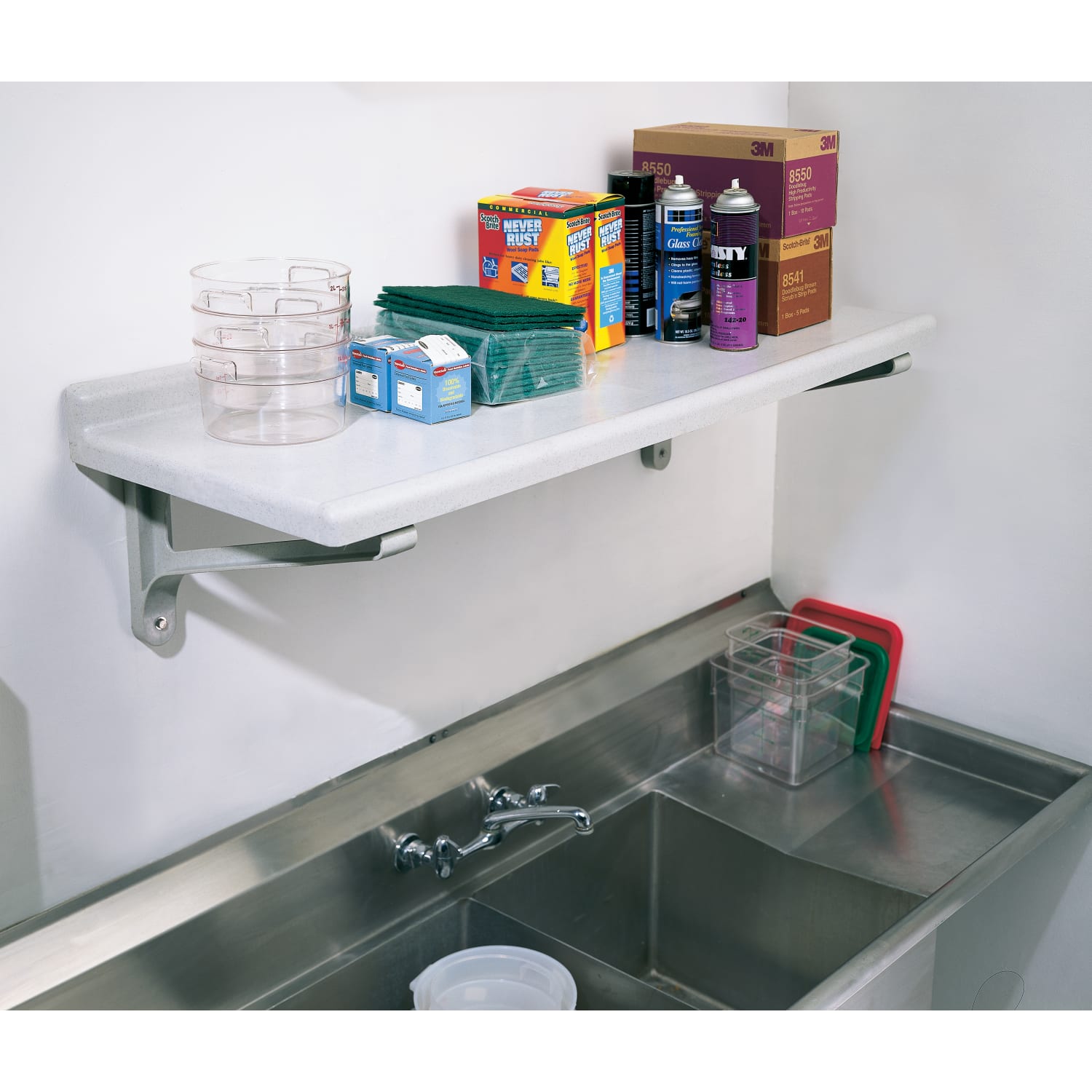 Cambro Camshelving 14in x 48in Wall Shelving, Speckled Gray, CSWS1448SK480 - Image 3