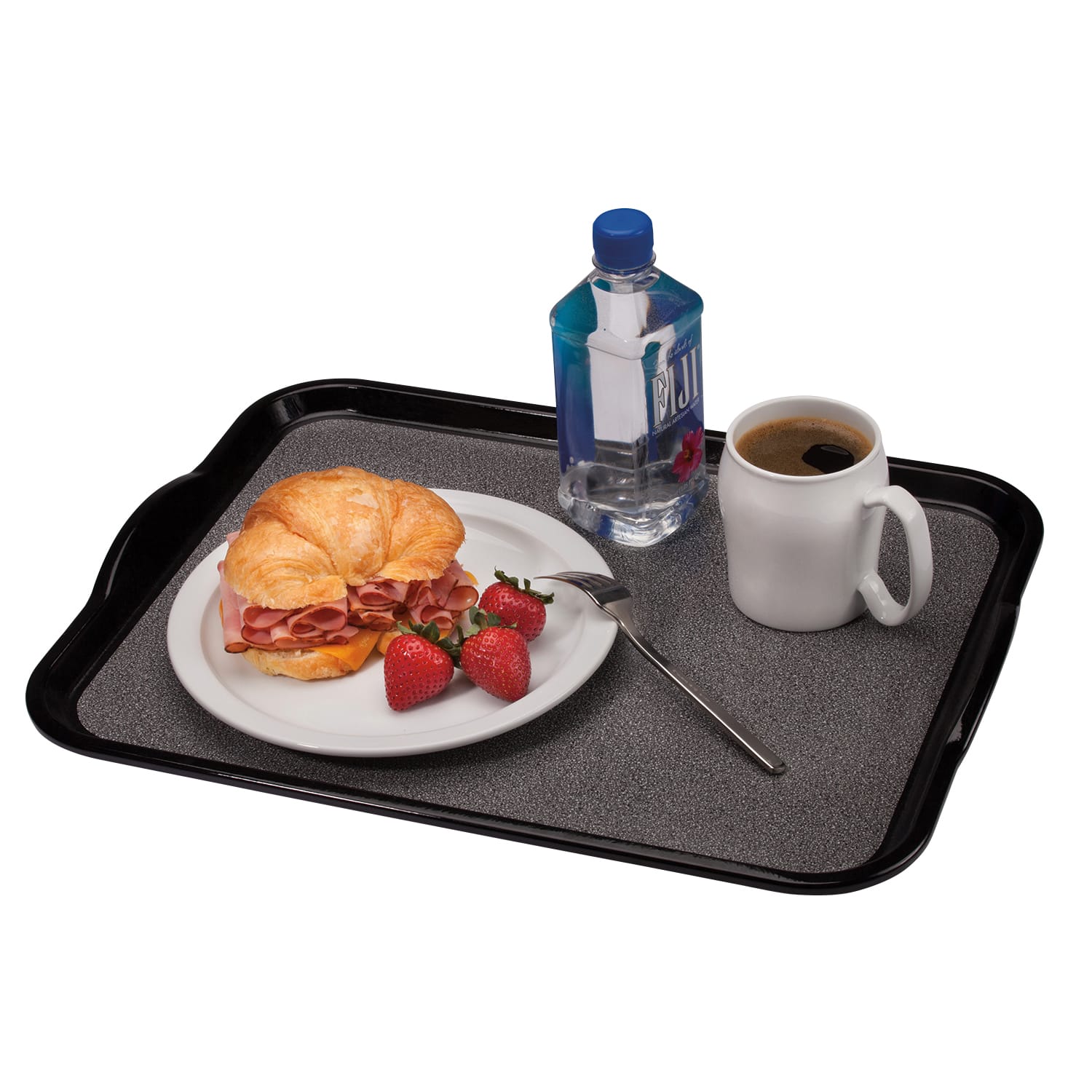 Cambro Non-Skid Versa Camtray With Handles, 14inW, Black/Pebbled Black, Pack Of 12 Trays - Image 4
