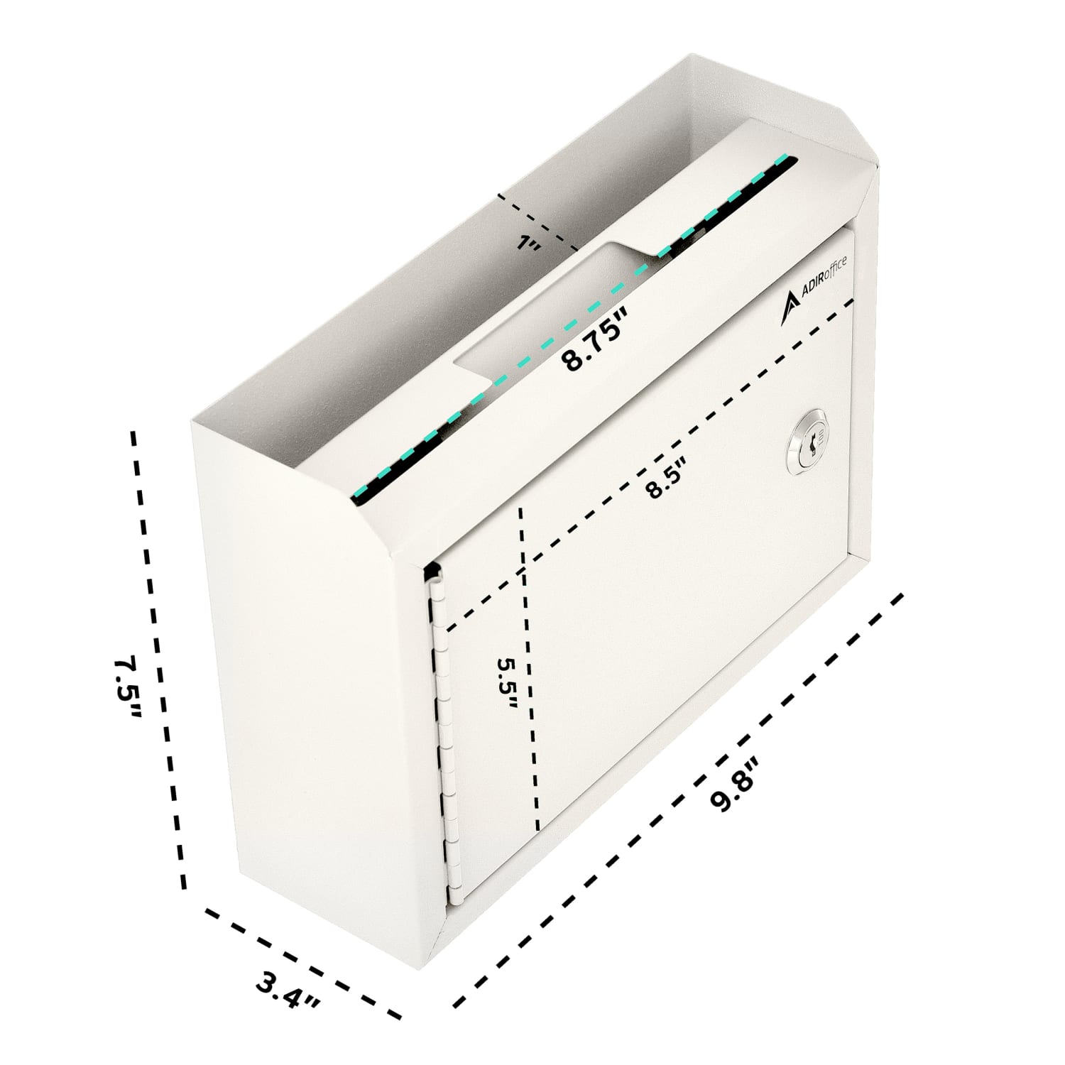 Alpine AdirOffice Medium Size Steel Multi-Purpose Suggestion Drop Box, 7-1/2inH x 9-13/16inW, 3-7/16inD, White - Image 4