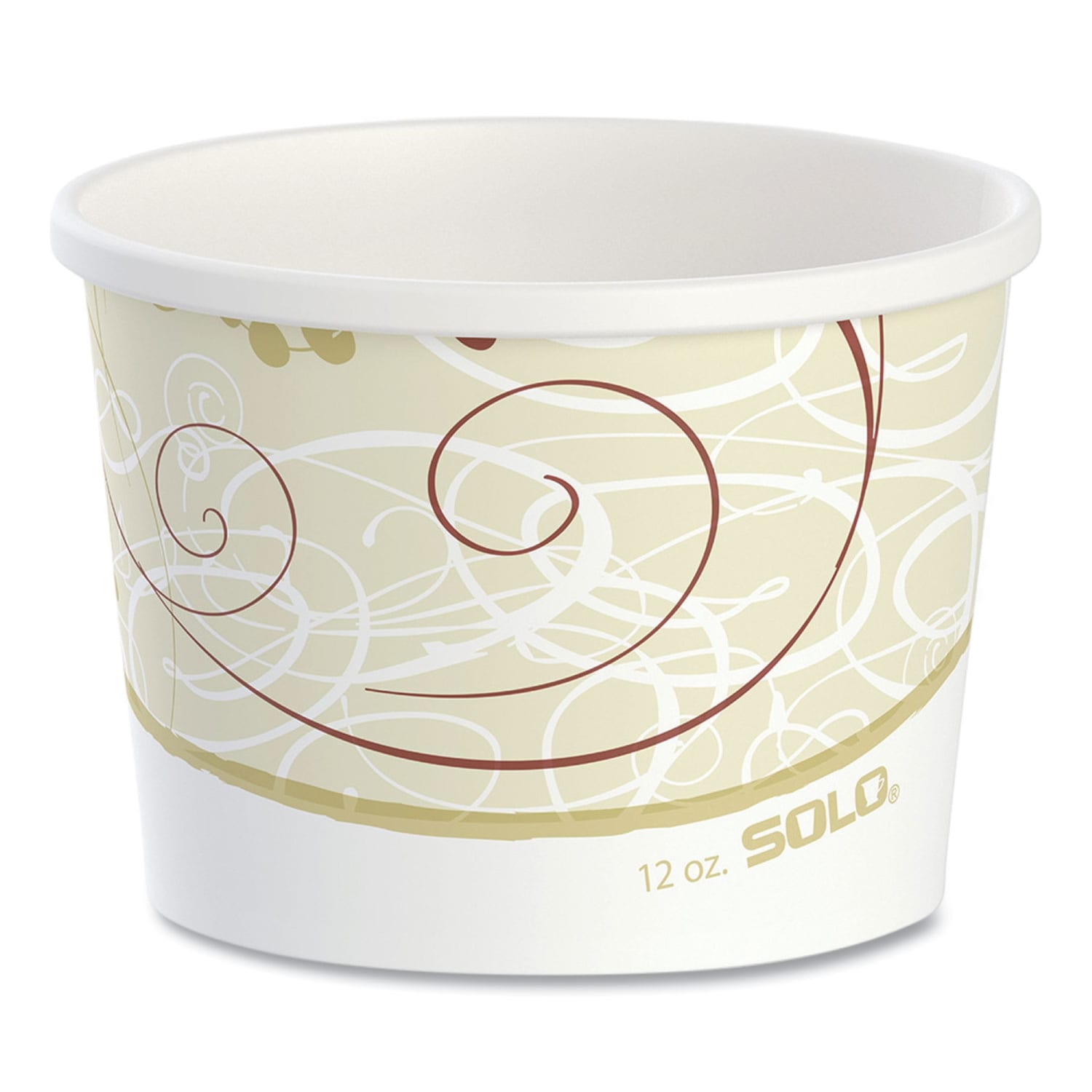 SOLO Cup Double Poly Paper Food Containers, 12 Oz, Symphony Design, 25 Containers Per Pack, Carton Of 20 Packs