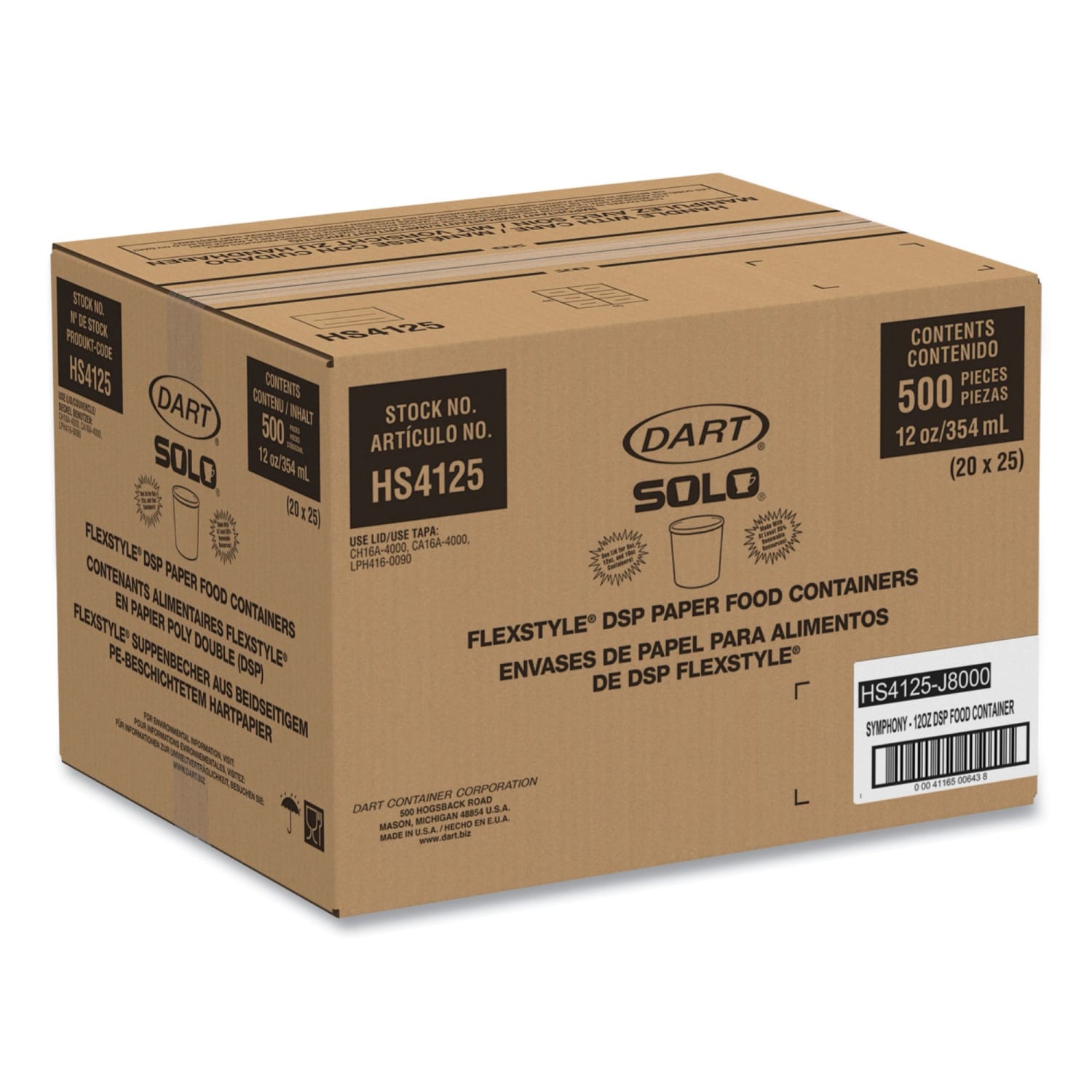 SOLO Cup Double Poly Paper Food Containers, 12 Oz, Symphony Design, 25 Containers Per Pack, Carton Of 20 Packs - Image 3