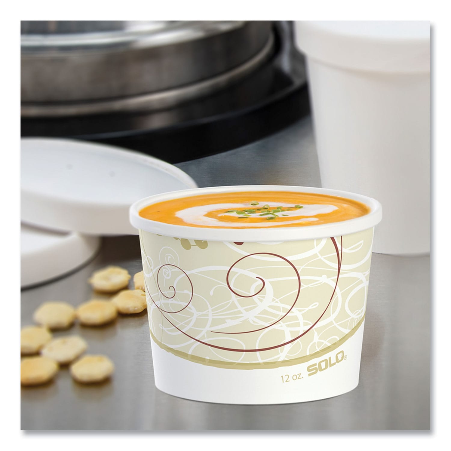 SOLO Cup Double Poly Paper Food Containers, 12 Oz, Symphony Design, 25 Containers Per Pack, Carton Of 20 Packs - Image 5
