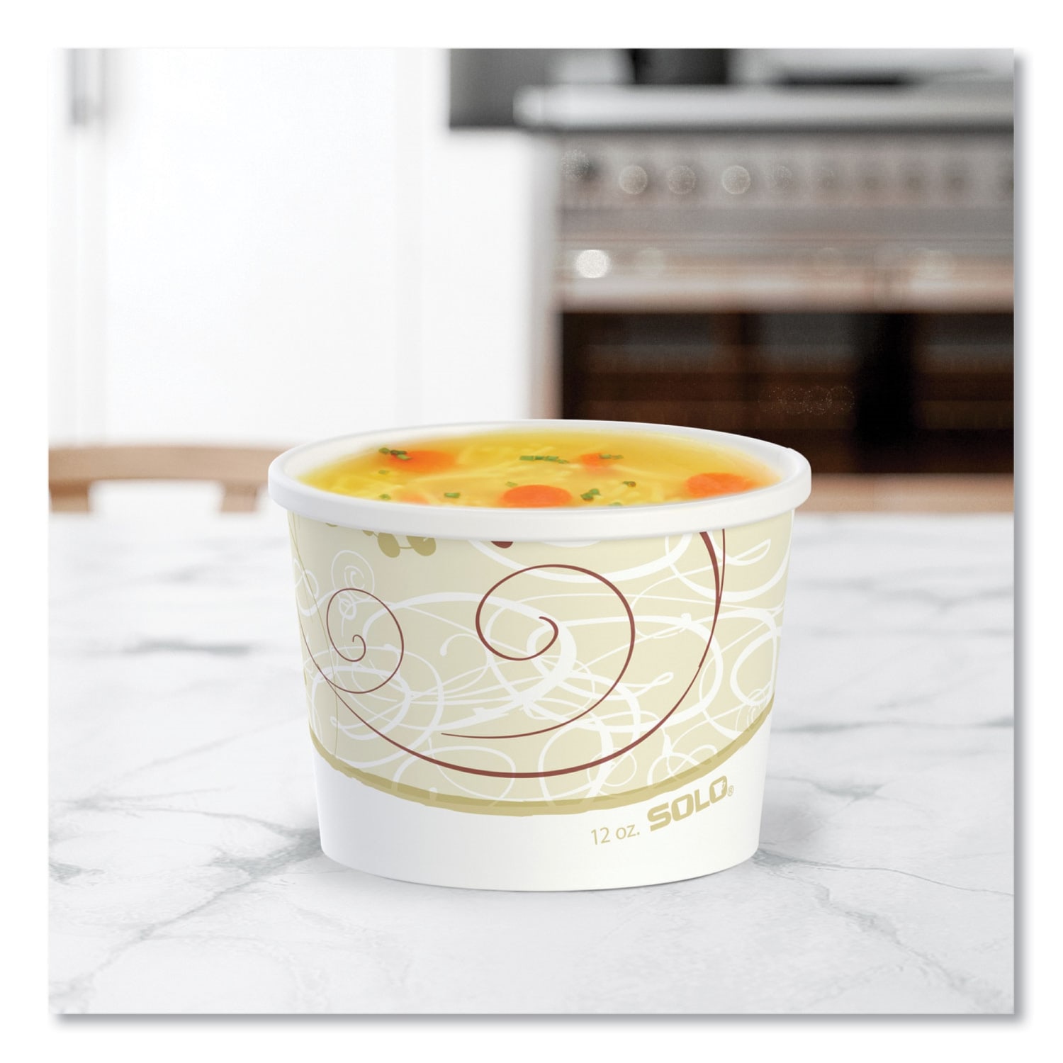 SOLO Cup Double Poly Paper Food Containers, 12 Oz, Symphony Design, 25 Containers Per Pack, Carton Of 20 Packs - Image 6