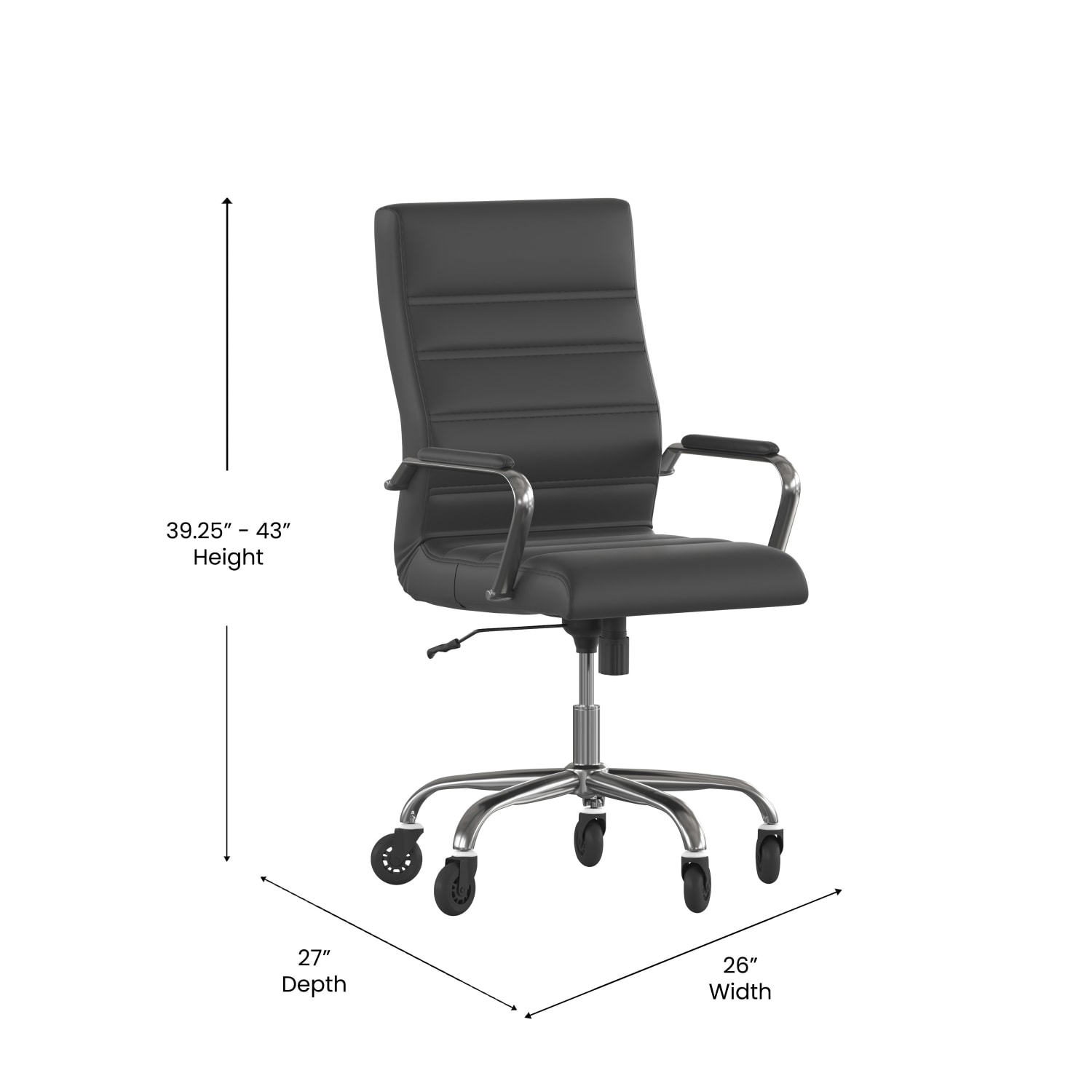 Flash Furniture Whitney Ergonomic Faux Leather High-Back Executive Swivel Office Chair, Black/Chrome - Image 6