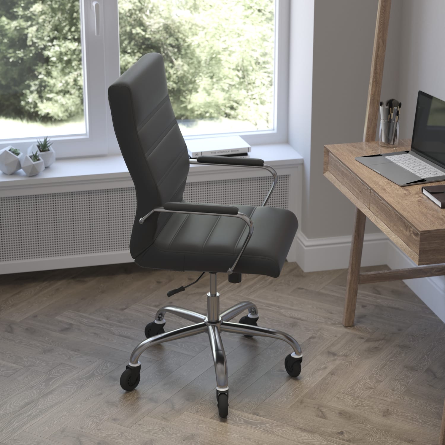 Flash Furniture Whitney Ergonomic Faux Leather High-Back Executive Swivel Office Chair, Black/Chrome - Image 8