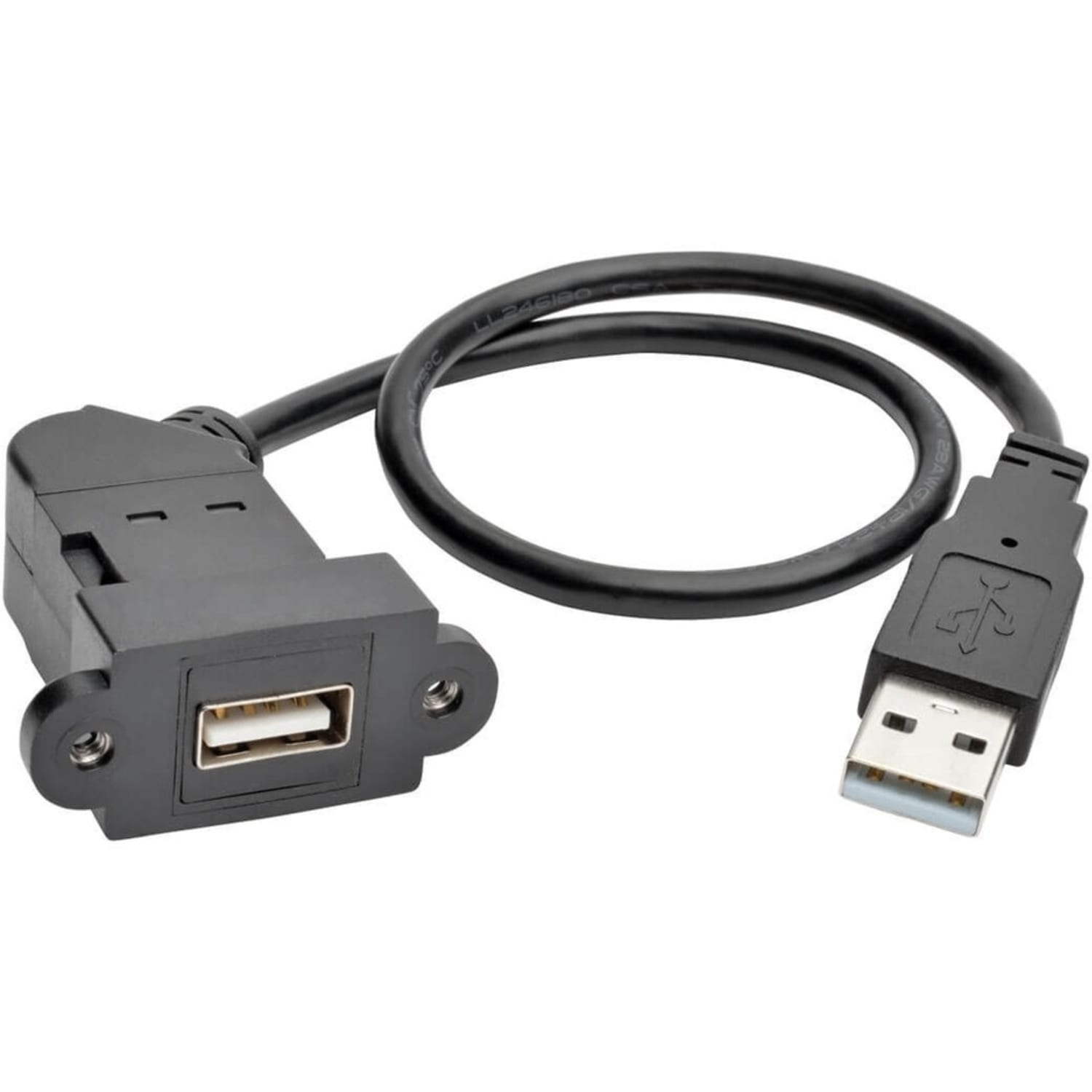 Eaton Tripp Lite Series USB 2.0 All-in-One Keystone/Panel Mount Extension Cable (M/F), Angled Connector, 1 ft. (0.31 m) - U024001KPABK - Image 4