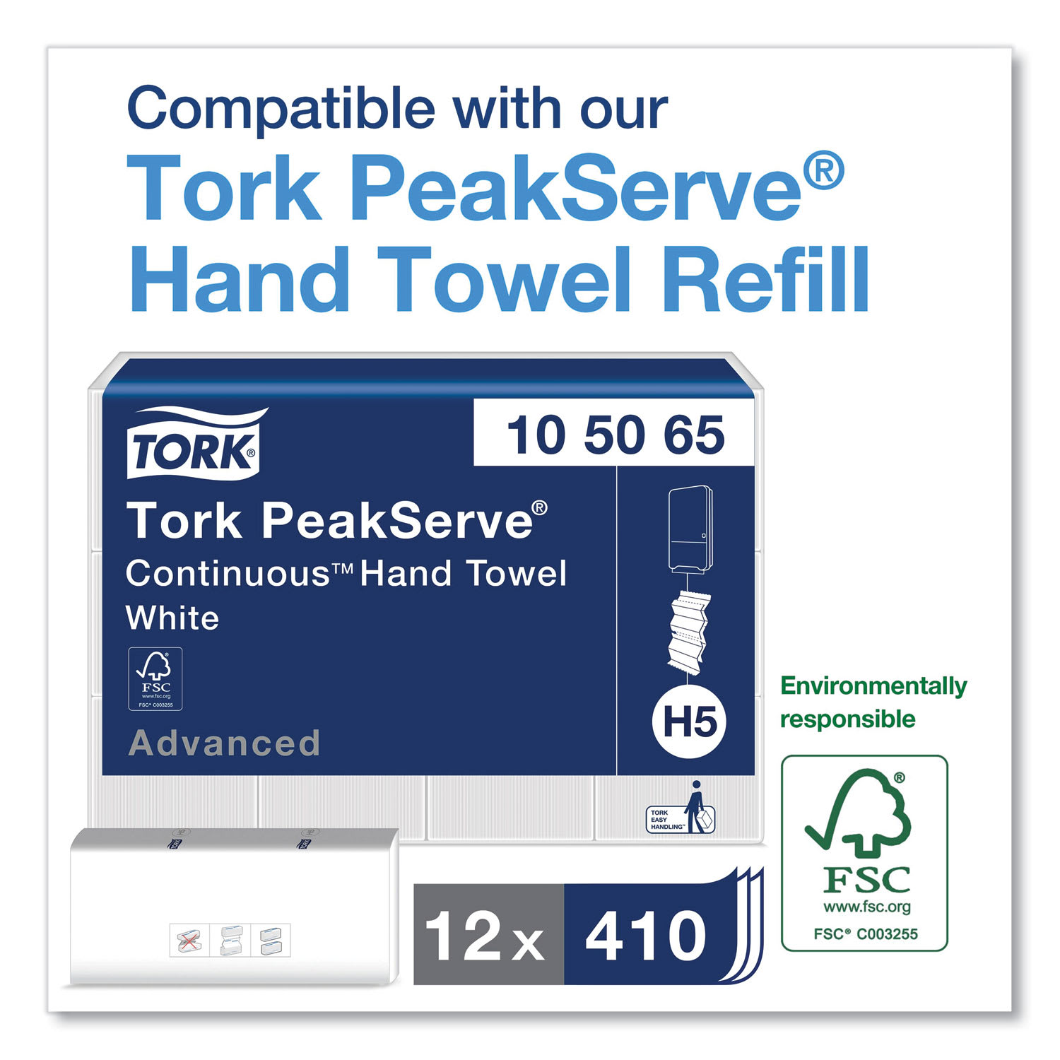 Tork PeakServe Continuous Hand Towel Dispenser, 14.44 x 3.97 x 19.3, White - Image 4