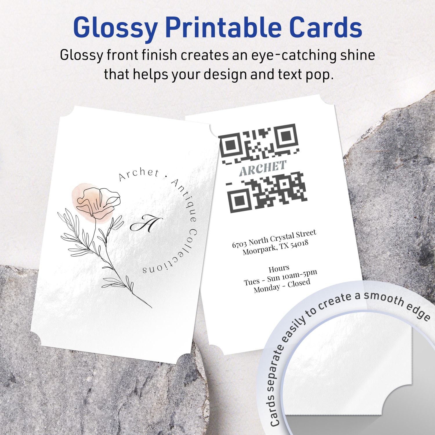 Avery Printable Invitation Cards, 5in x 7in Rectangle Scalloped Edge, Glossy White, Pack Of 50 - Image 3