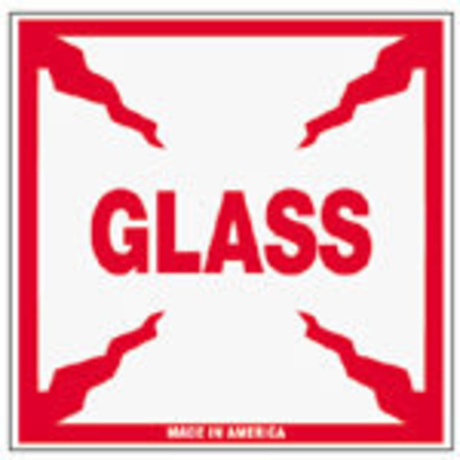 Tape Logic Preprinted Shipping Labels, SCL506, "Glass," 4in x 4in, Red/White, Pack Of 500