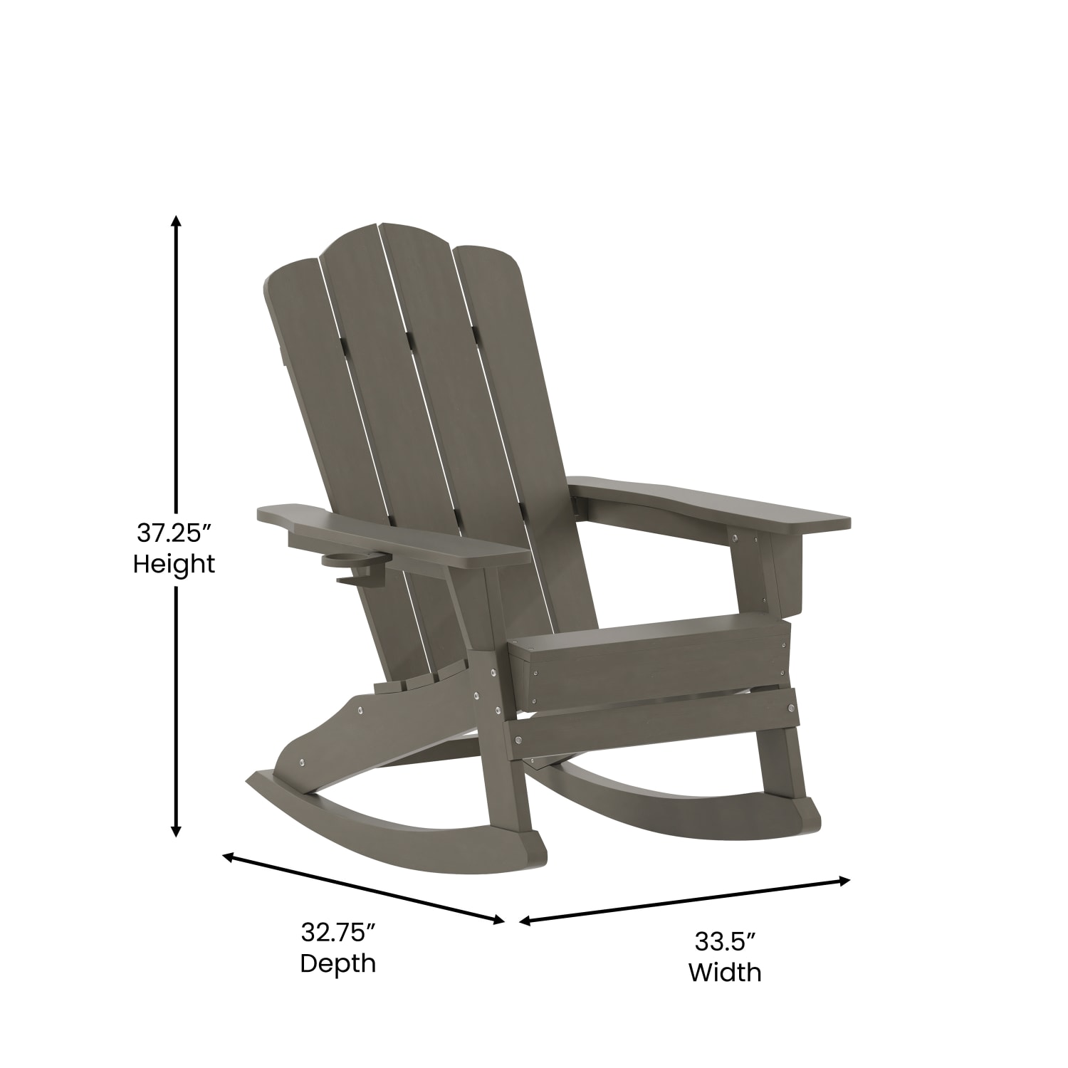 Flash Furniture Newport All-Weather Outdoor Furniture Adirondack Chair With Cup Holder, Brown - Image 5