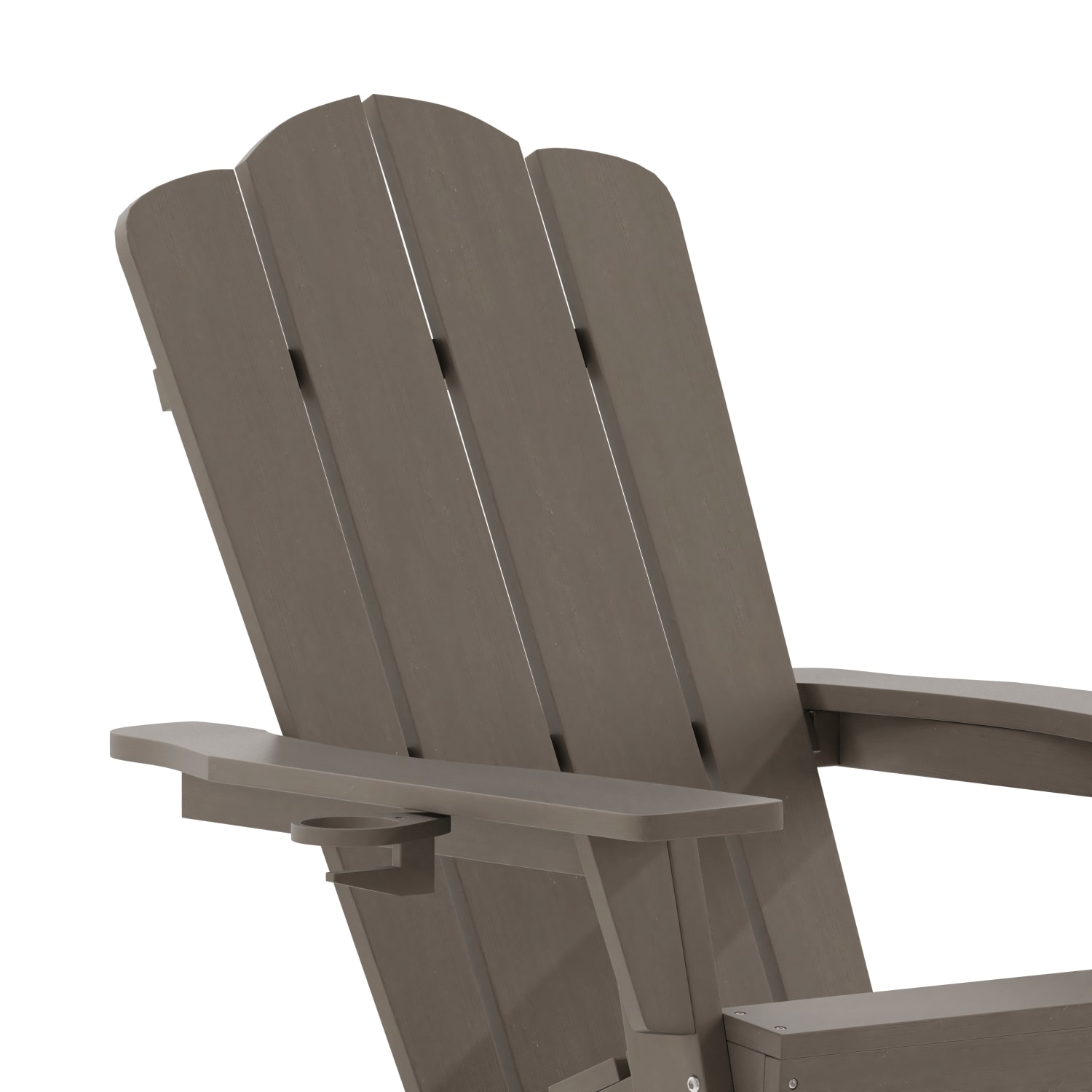 Flash Furniture Newport All-Weather Outdoor Furniture Adirondack Chair With Cup Holder, Brown - Image 9