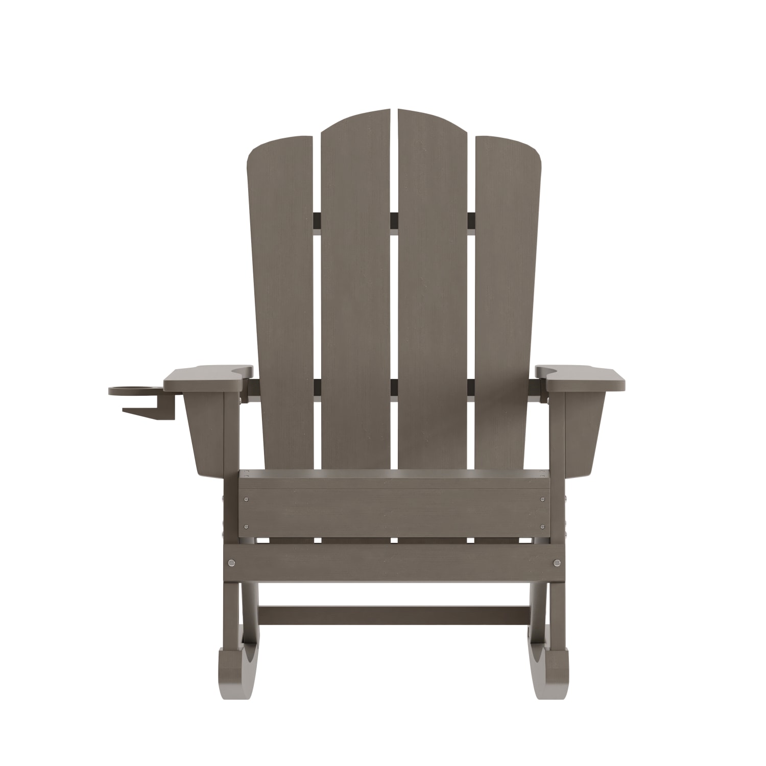 Flash Furniture Newport All-Weather Outdoor Furniture Adirondack Chair With Cup Holder, Brown - Image 11