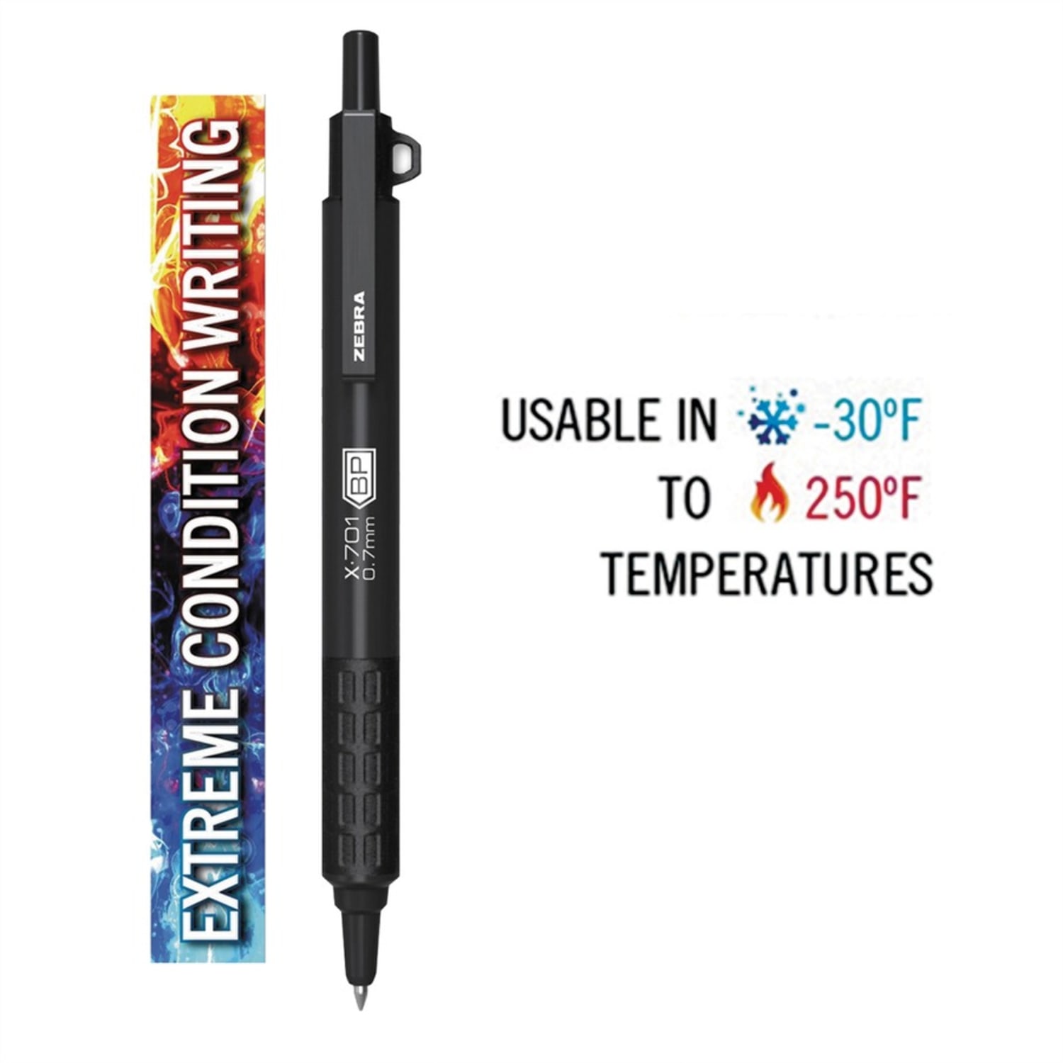 Zebra Pen X-701 Retractable Ballpoint Pen, Fine Point, 0.7 mm, Matte Black Barrel, Black Ink - Image 6
