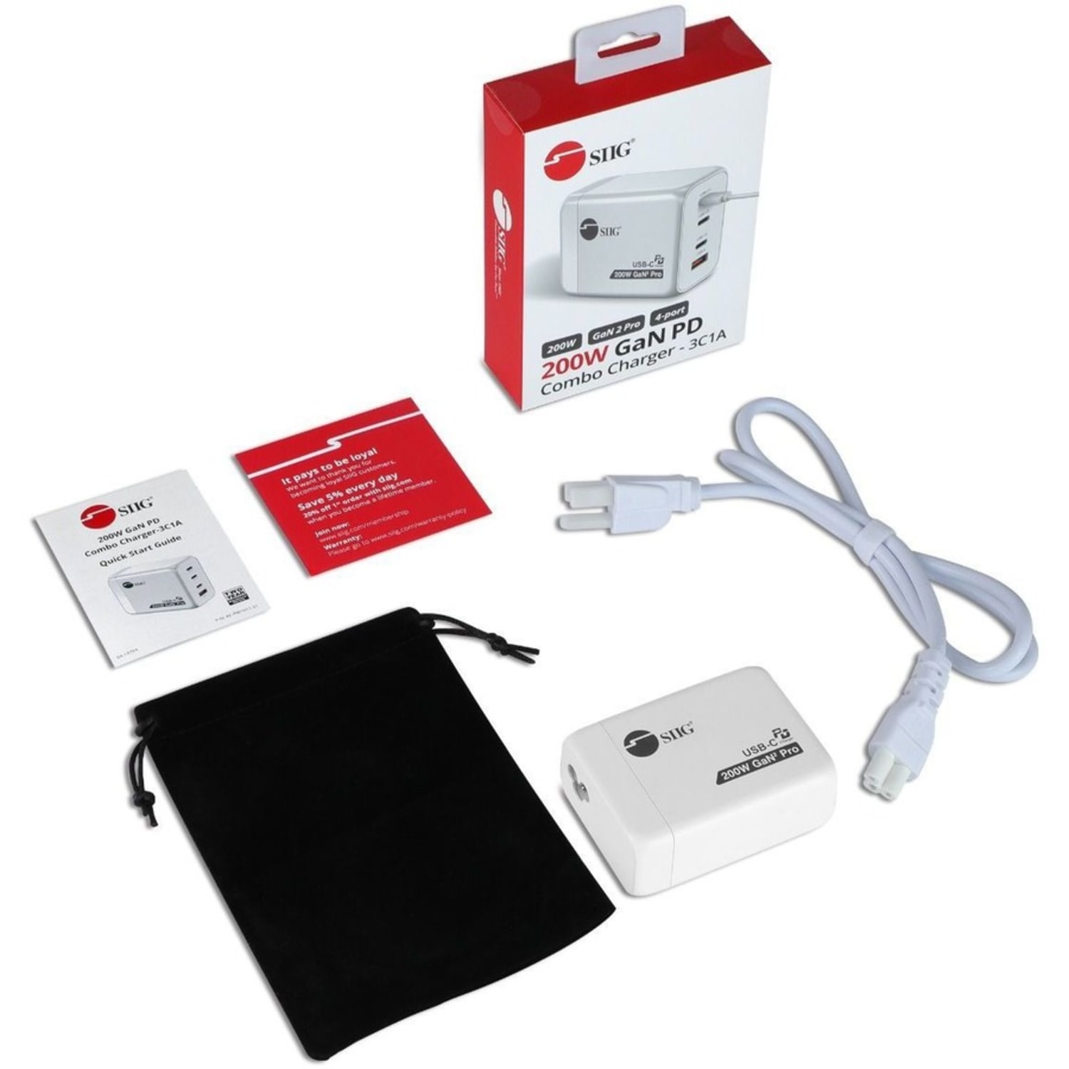 SIIG 200W GaN PD Combo Charger - 3C1A - Image 3