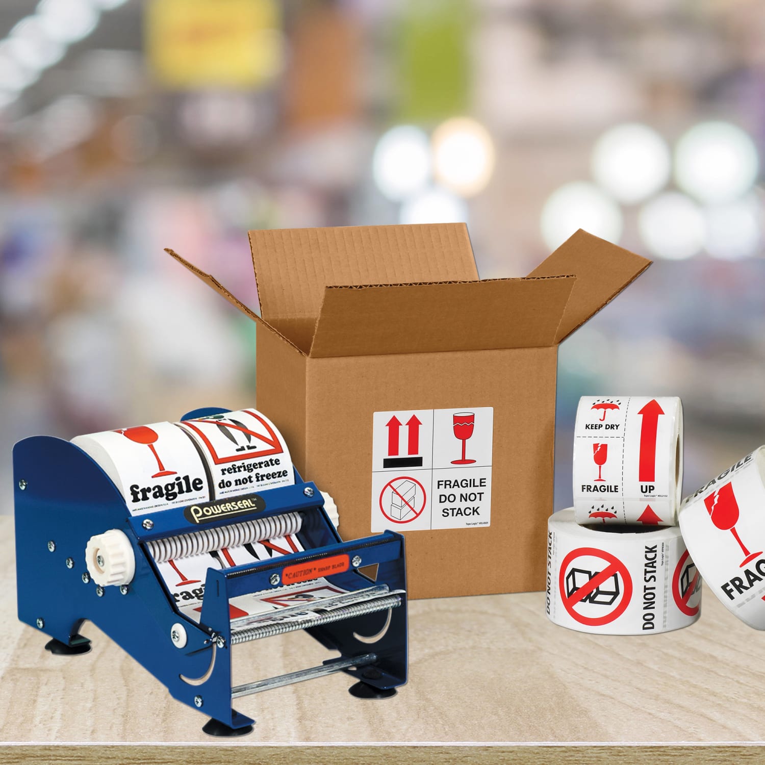 B O X Packaging Multi-Roll Tabletop Label Dispenser, 6in, Blue - Image 5
