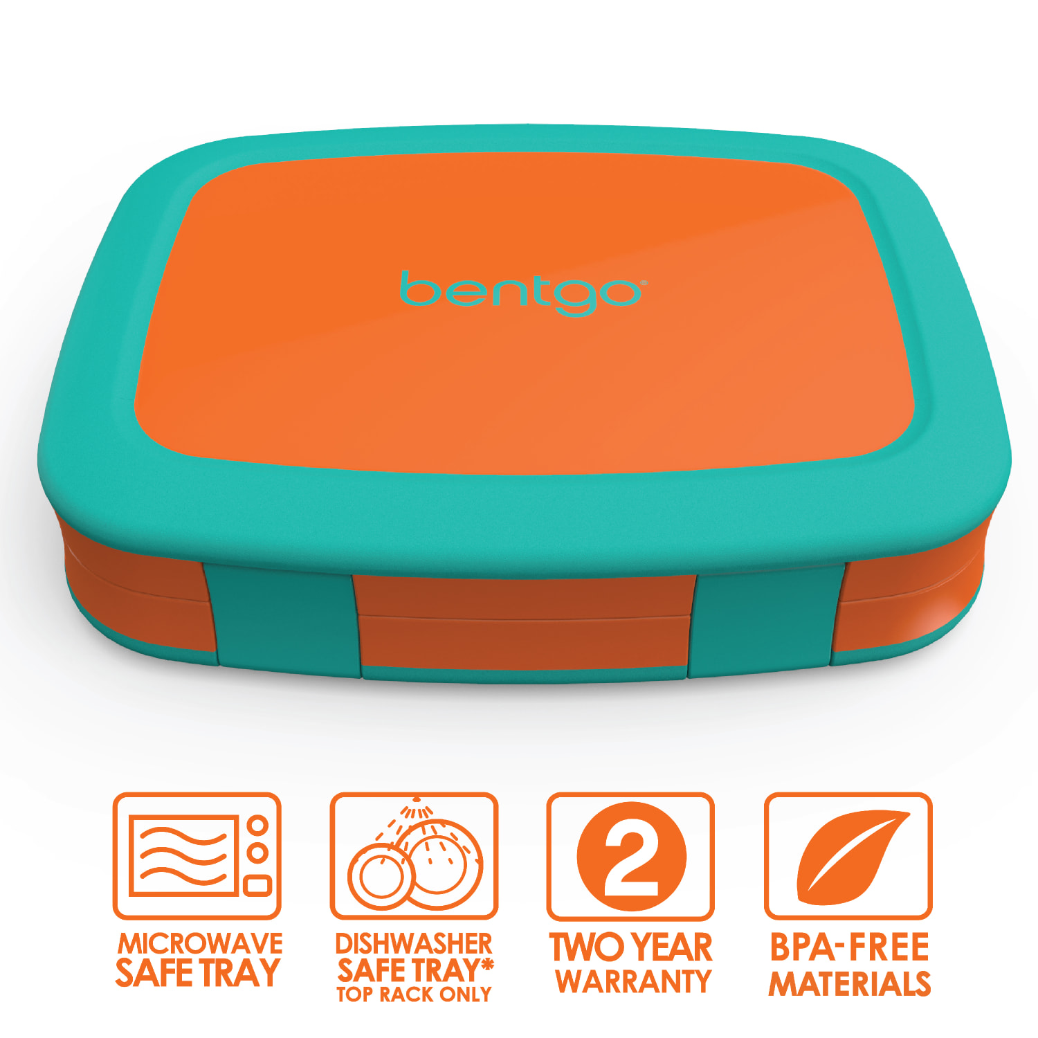 Bentgo Kids Brights Lunch Box, 2inH x 6-1/2inW x 8-1/2inD, Orange - Image 4