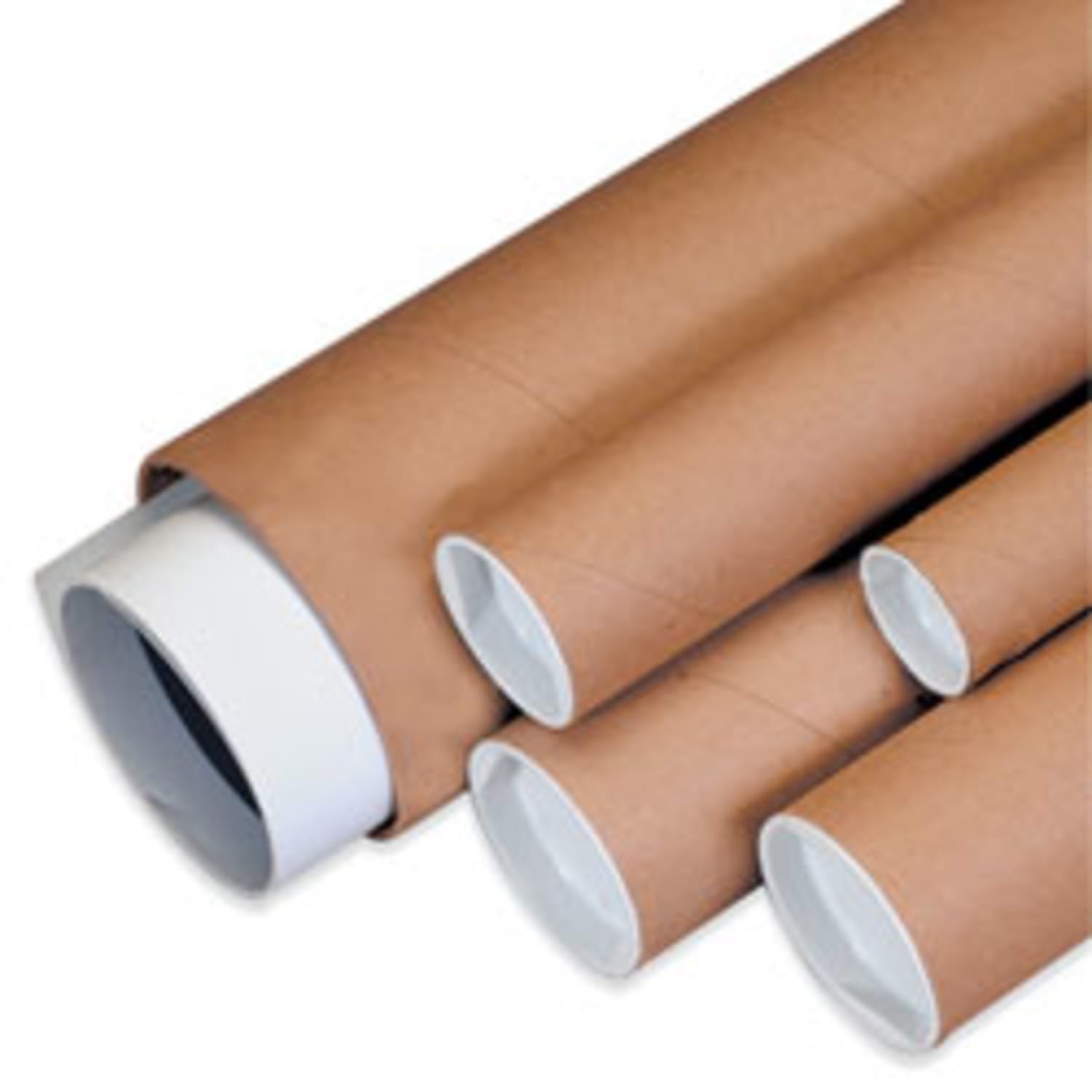 Partners Brand Kraft Mailing Tubes With Plastic Endcaps, 1 1/2in x 24in, Pack Of 50