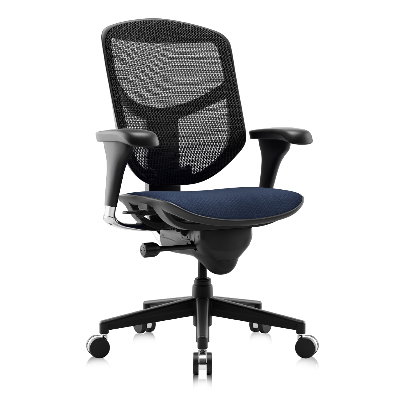 WorkPro Quantum 9000 Series Ergonomic Mesh/Premium Fabric Mid-Back Chair, Black/Navy, BIFMA Compliant