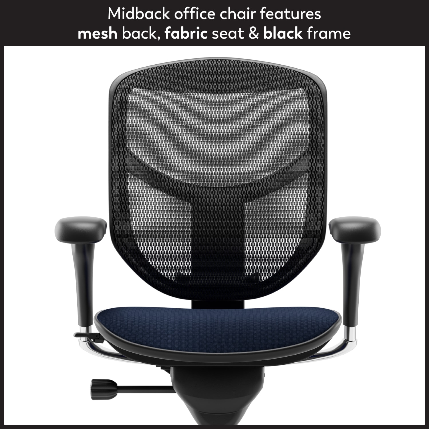 WorkPro Quantum 9000 Series Ergonomic Mesh/Premium Fabric Mid-Back Chair, Black/Navy, BIFMA Compliant - Image 4