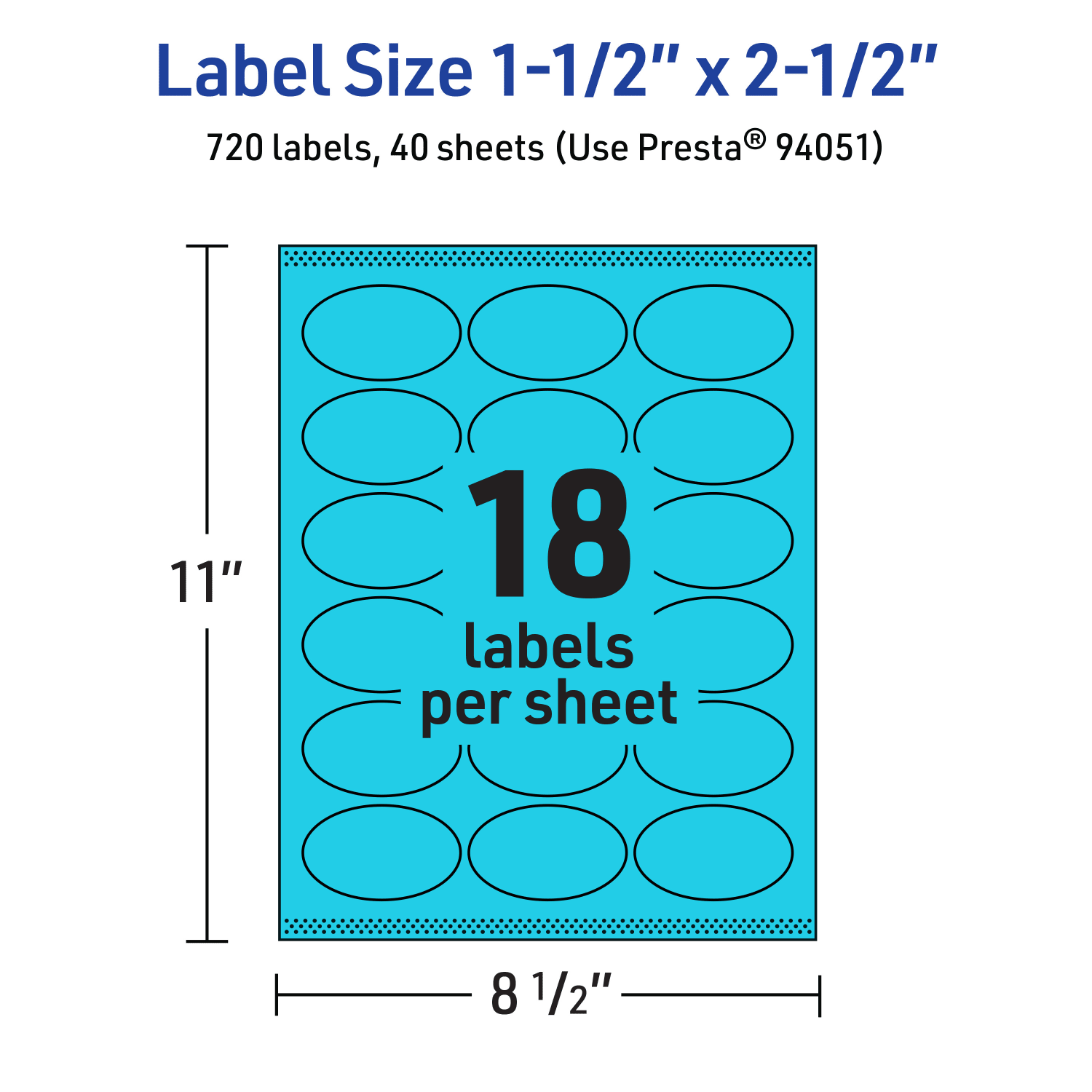 Avery Printable Labels With Sure Feed Technology, 94051-BBP40, Oval, 1-1/2in x 2-1/2in, Matte Bright Blue, Pack of 720 - Image 6