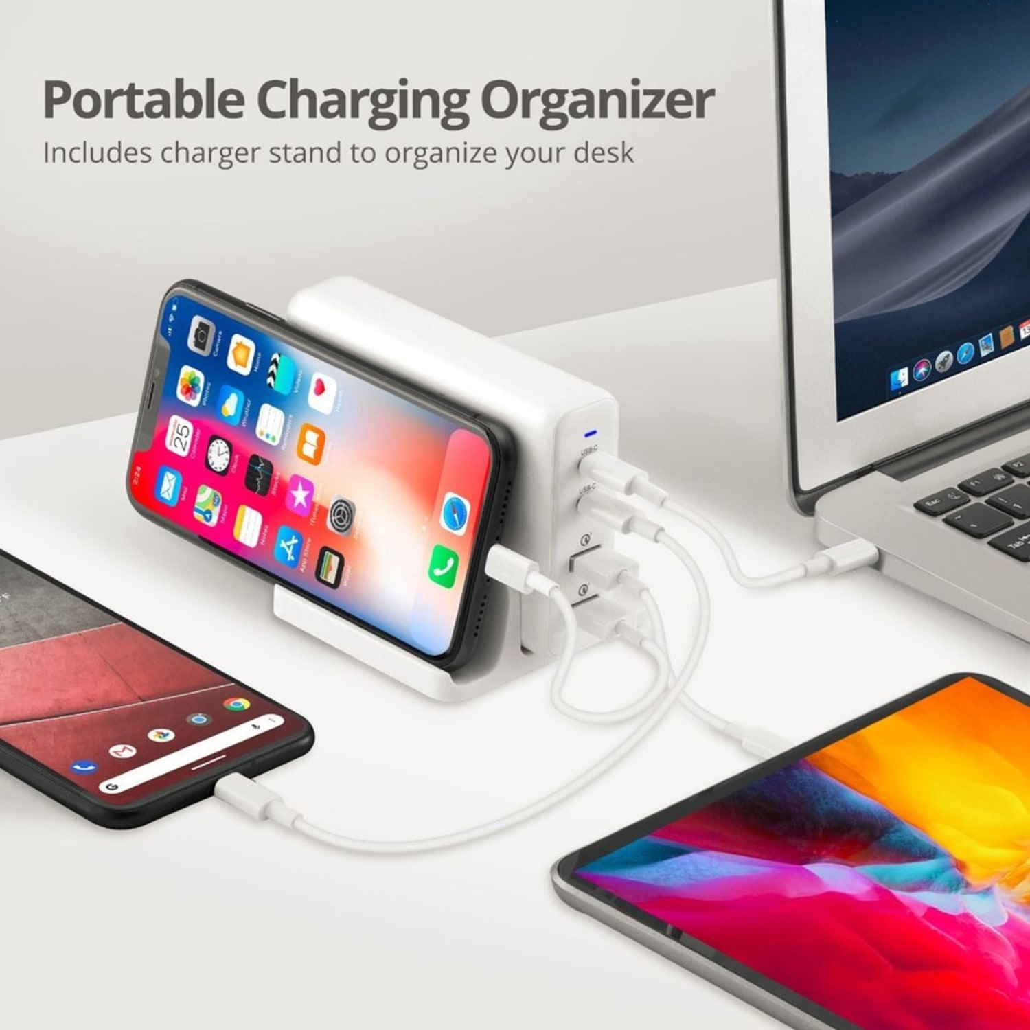 SIIG 100W Dual USB-C PD 3.0 PPS & QC 3.0 Combo Power Charger - White - Powerfull 4-Port high-power charger with two USB-C PD 3.0 PPS and two USB-A QC 3.0 fast charging port - 2A2C combo charging - Image 5