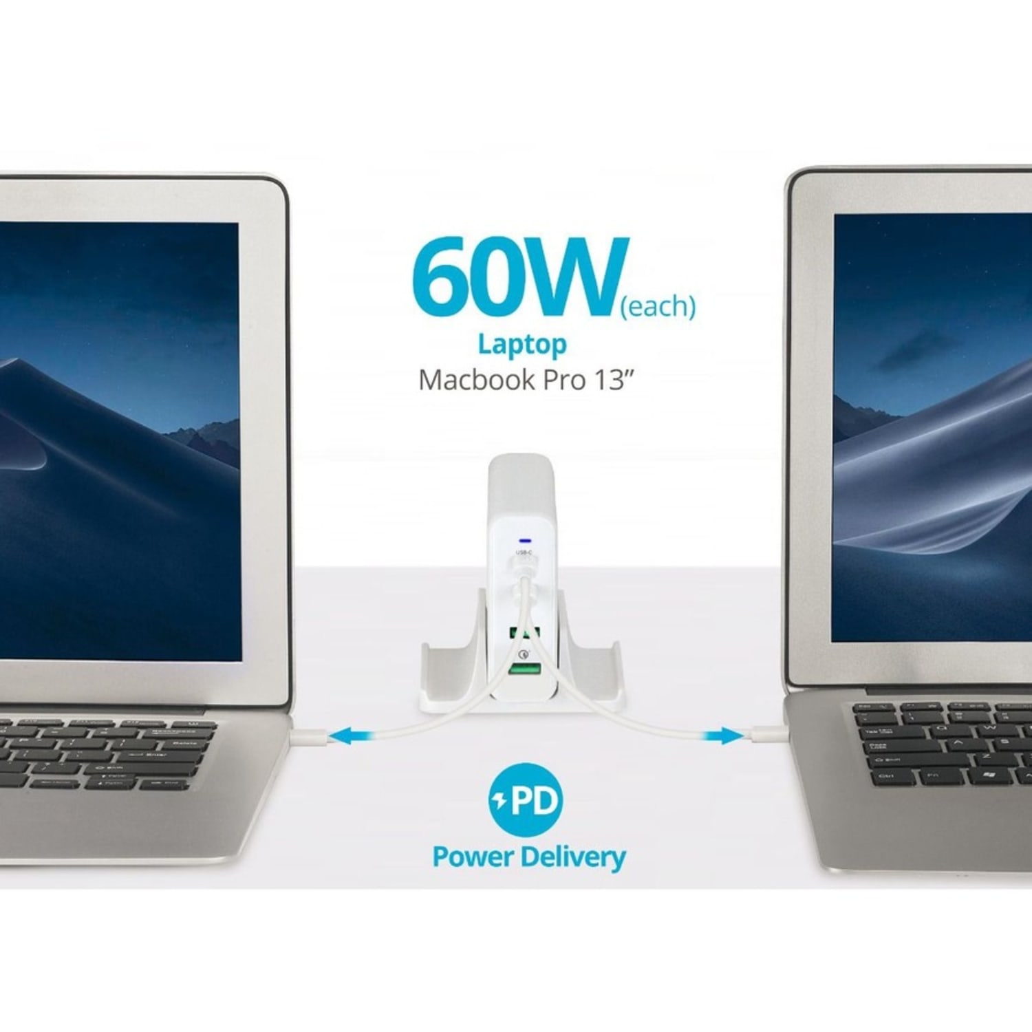 SIIG 100W Dual USB-C PD 3.0 PPS & QC 3.0 Combo Power Charger - White - Powerfull 4-Port high-power charger with two USB-C PD 3.0 PPS and two USB-A QC 3.0 fast charging port - 2A2C combo charging - Image 6