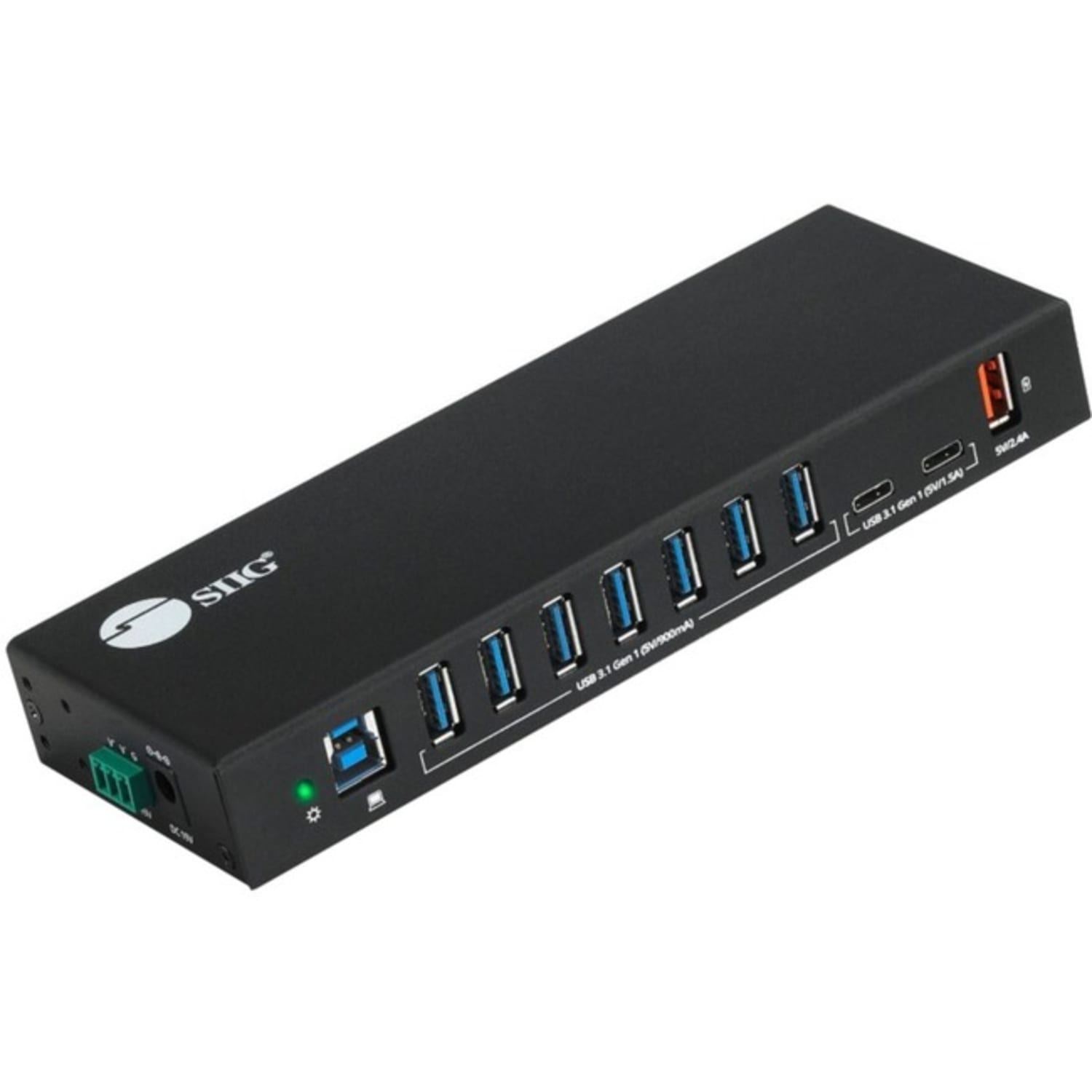SIIG 10 Port Industrial USB 3.1 Gen 1 Hub with Dual USB-C & 65W Charging - 5Gbps Data Transfer Rates - IDUS0811S1