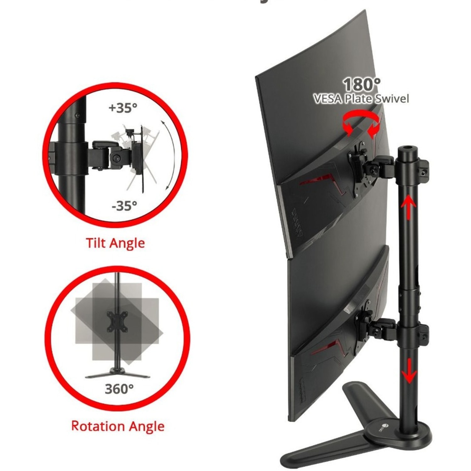 Freestanding Adjusting Vertical Dual Monitor Steel Stand 17in to 32in - 75x75 100x100 VESA - Image 4