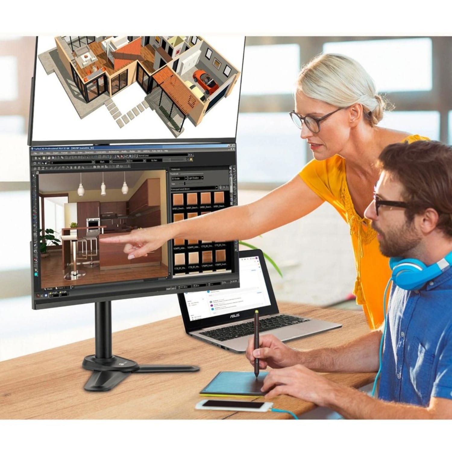 Freestanding Adjusting Vertical Dual Monitor Steel Stand 17in to 32in - 75x75 100x100 VESA - Image 5